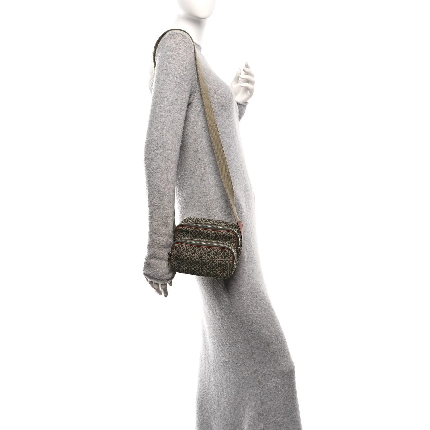 Jacquard Anagram Calfskin Mini Camera Bag Khaki Green Tan - Image 2