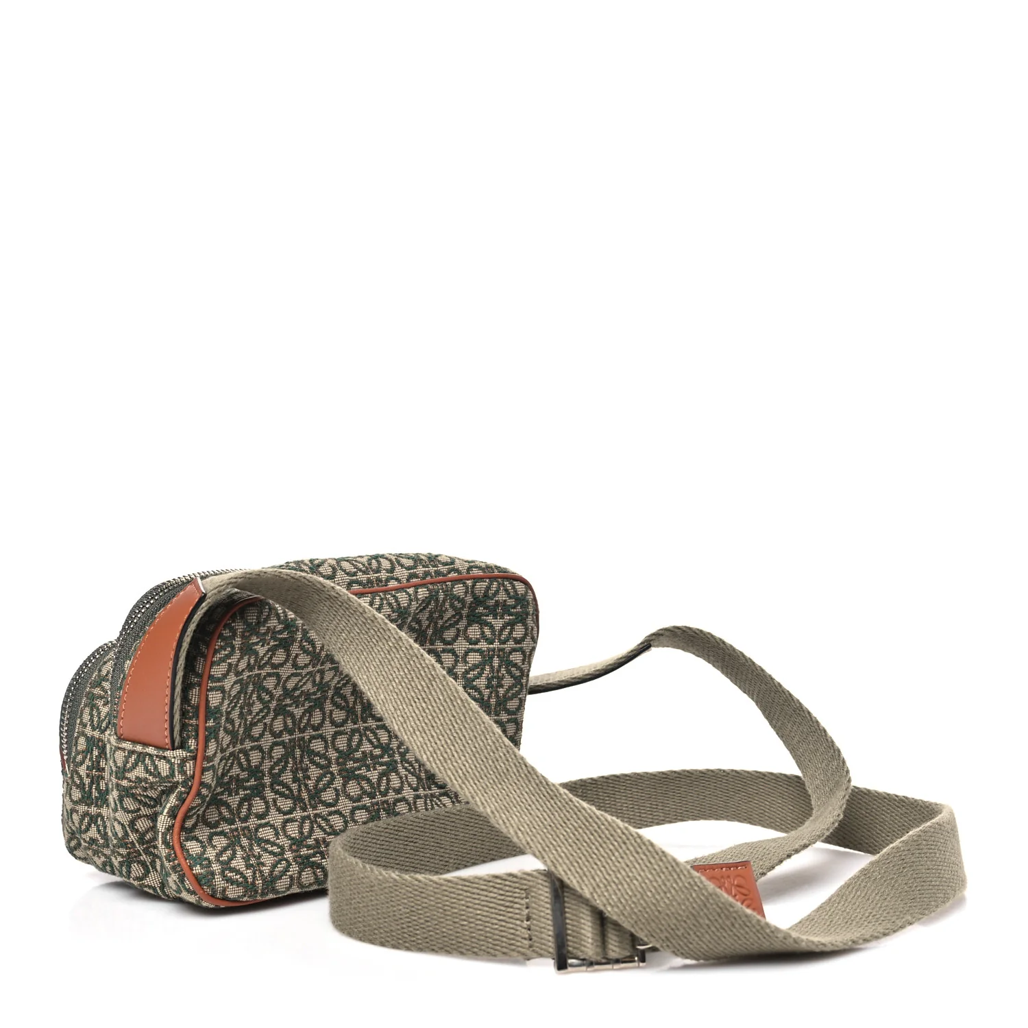 Jacquard Anagram Calfskin Mini Camera Bag Khaki Green Tan - Image 3