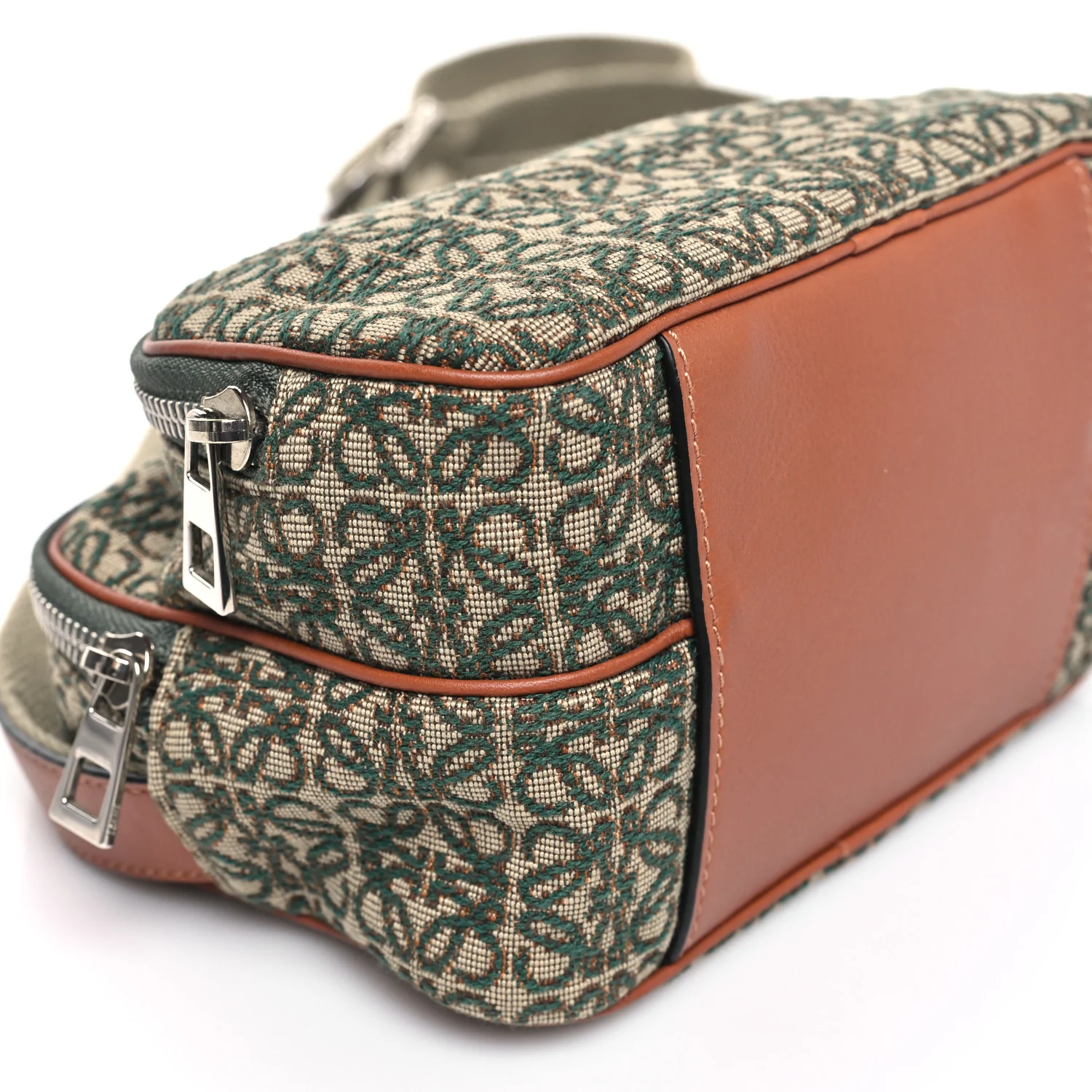 Jacquard Anagram Calfskin Mini Camera Bag Khaki Green Tan - Image 9