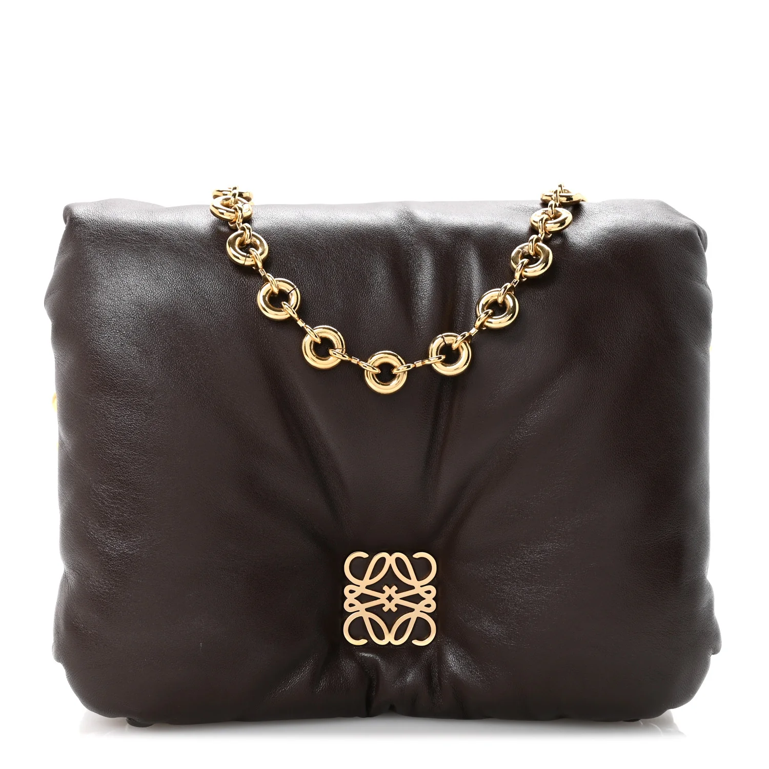 Lambskin Goya Puffer Bag Dark Chocolate