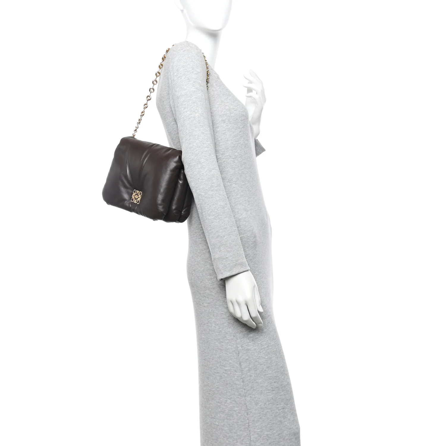 Lambskin Goya Puffer Bag Dark Chocolate - Image 2