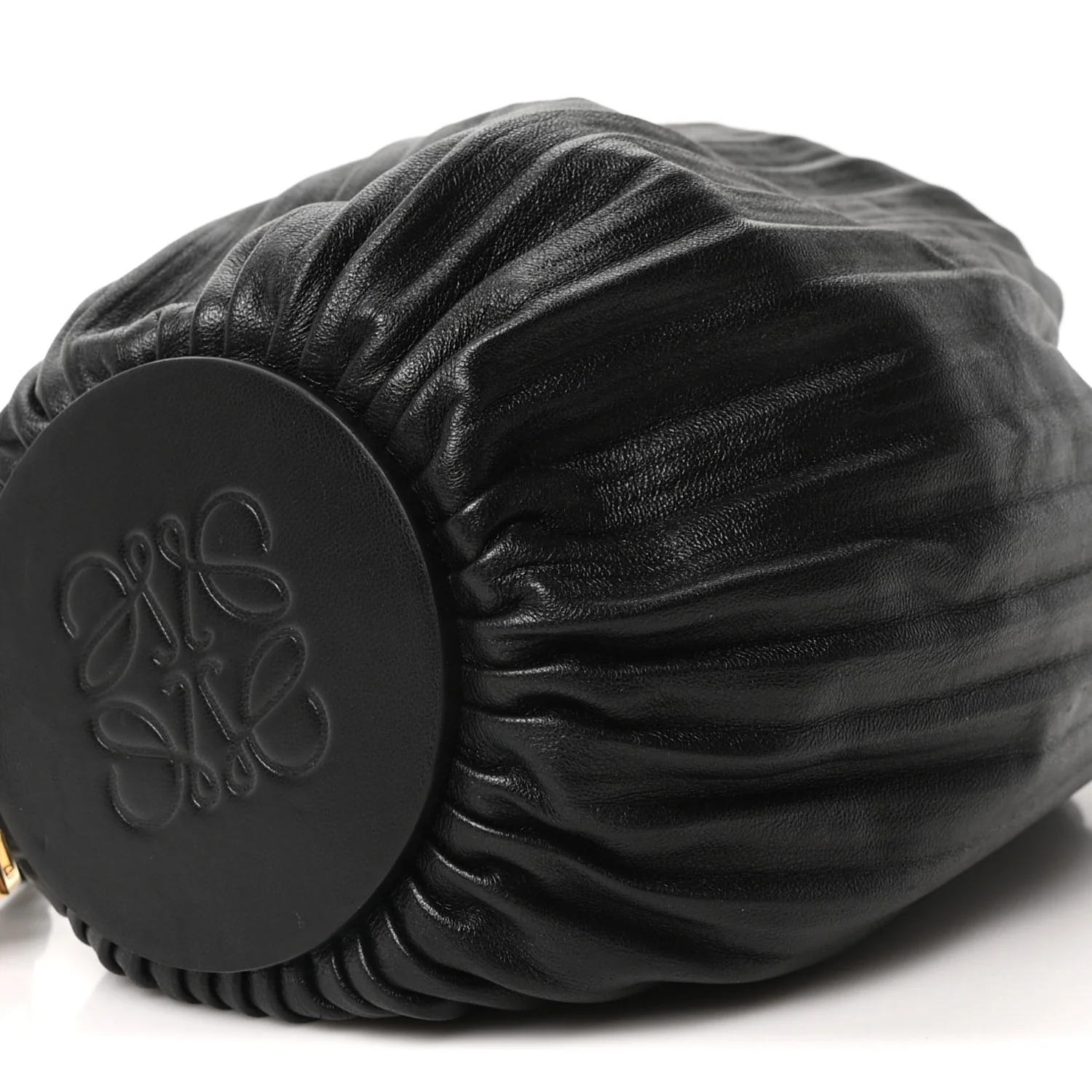 Lambskin Pleated Bracelet Pouch Shoulder Bag Black - Image 8