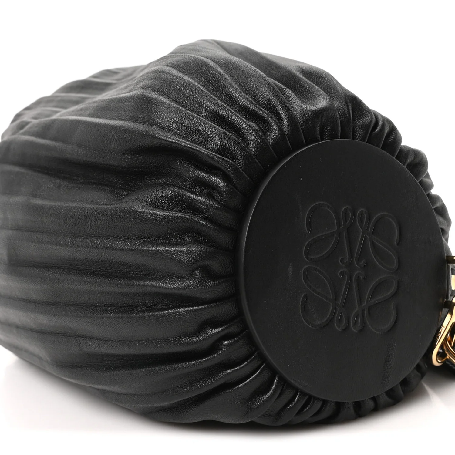 Lambskin Pleated Bracelet Pouch Shoulder Bag Black - Image 9