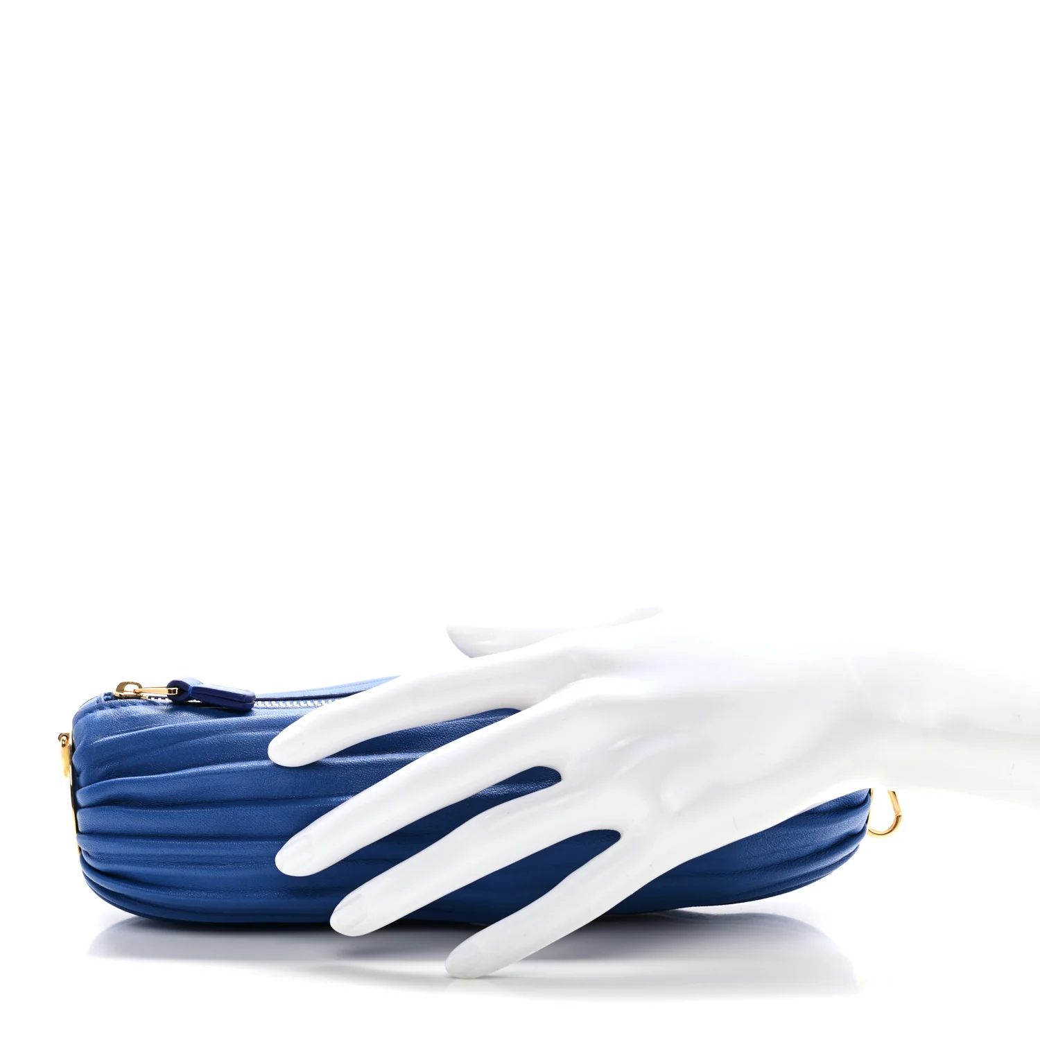 Lambskin Pleated Bracelet Pouch Shoulder Bag Royal Blue - Image 2