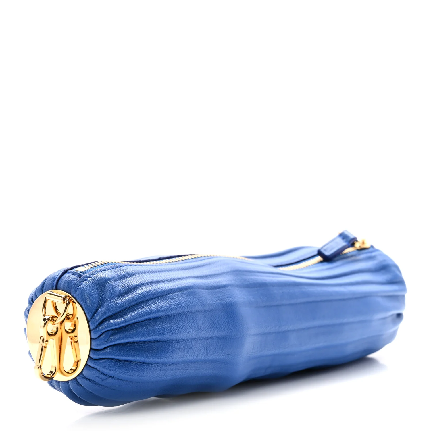 Lambskin Pleated Bracelet Pouch Shoulder Bag Royal Blue - Image 3