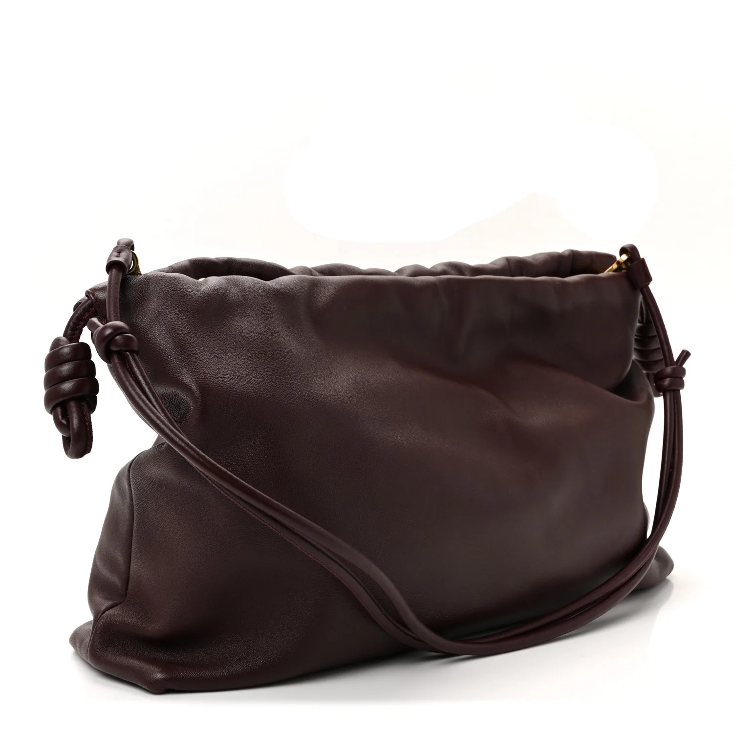 Mellow Nappa Donut Chain Large Flamenco Knot Clutch Dark Burgundy - Image 3