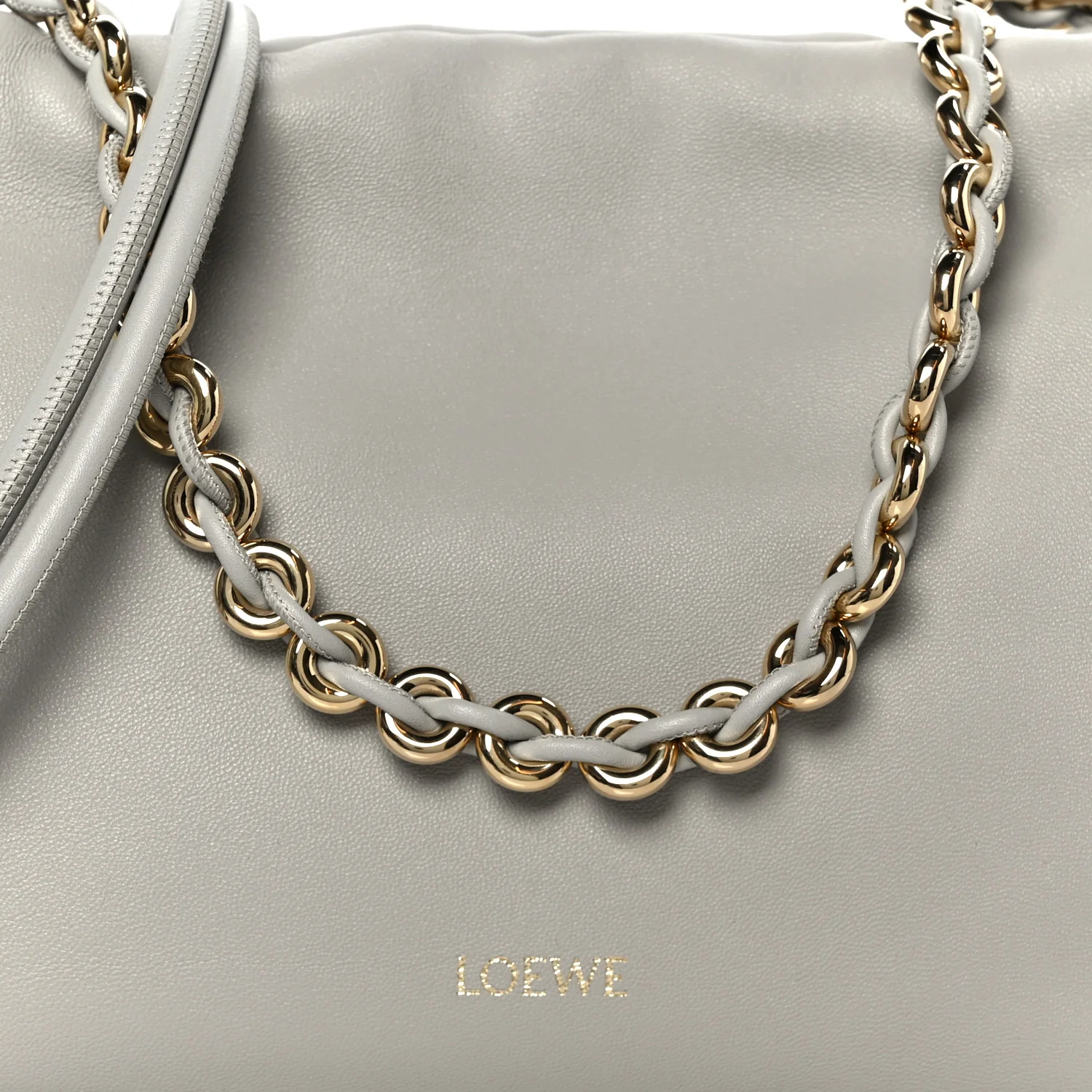 Mellow Nappa Donut Chain Medium Flamenco Knot Clutch Shell Grey - Image 8