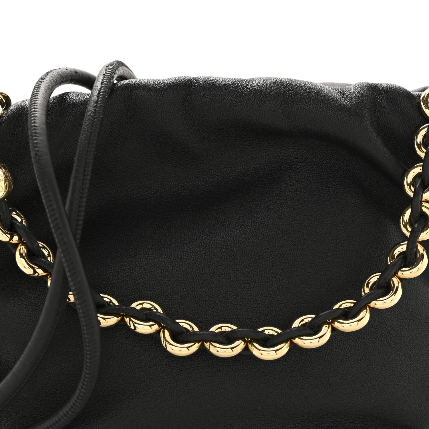 Mellow Nappa Donut Chain Mini Flamenco Knot Clutch Black - Image 8