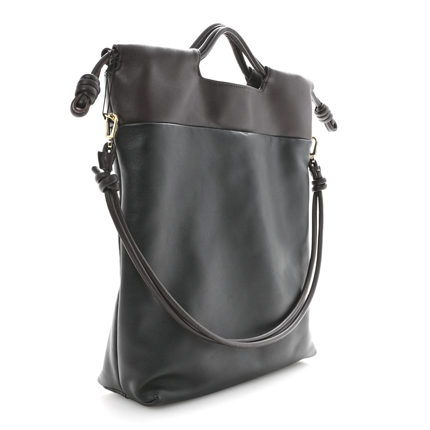 Mellow Nappa Lambskin Flamenco Tote Bag Black Dark Chestnut - Image 3