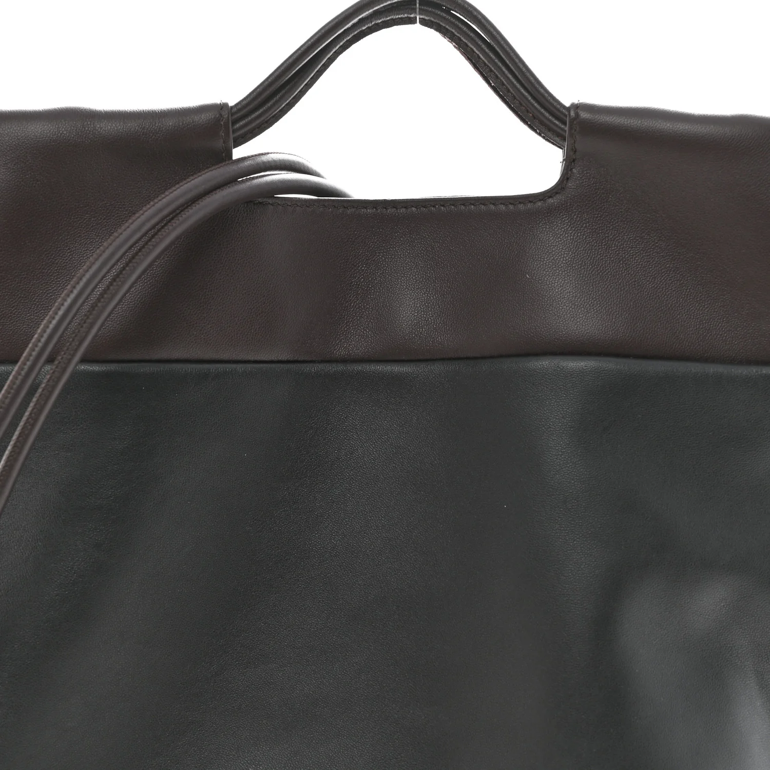 Mellow Nappa Lambskin Flamenco Tote Bag Black Dark Chestnut - Image 8