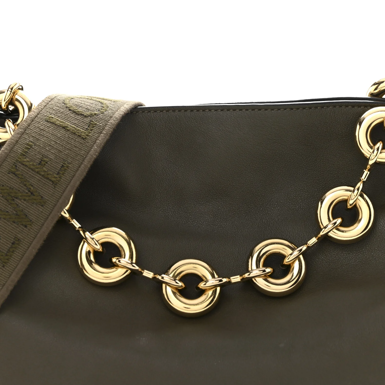 Mellow Nappa Medium Donut Chain Flamenco Knot Clutch Dark Khaki - Image 8