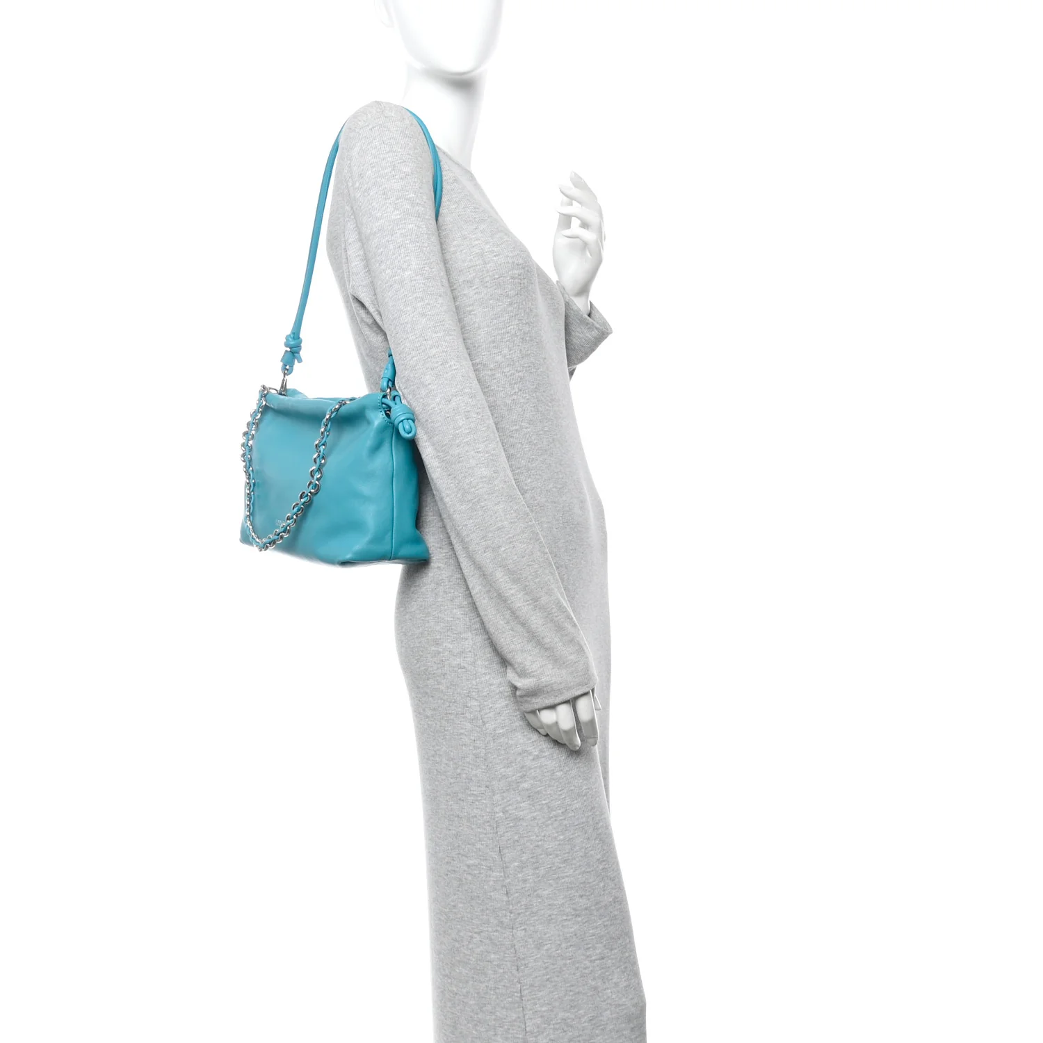 Mellow Nappa Medium Donut Chain Flamenco Knot Clutch Deep Turquoise - Image 2