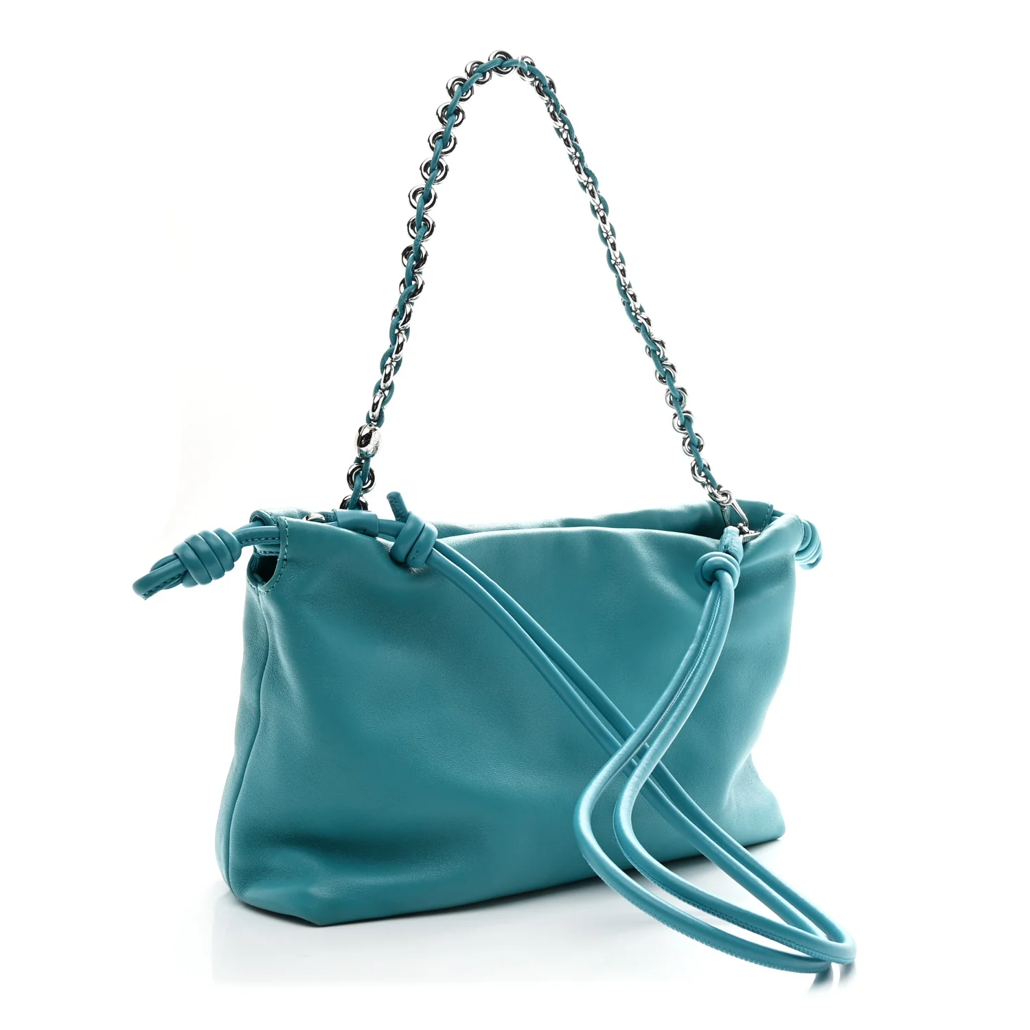 Mellow Nappa Medium Donut Chain Flamenco Knot Clutch Deep Turquoise - Image 3