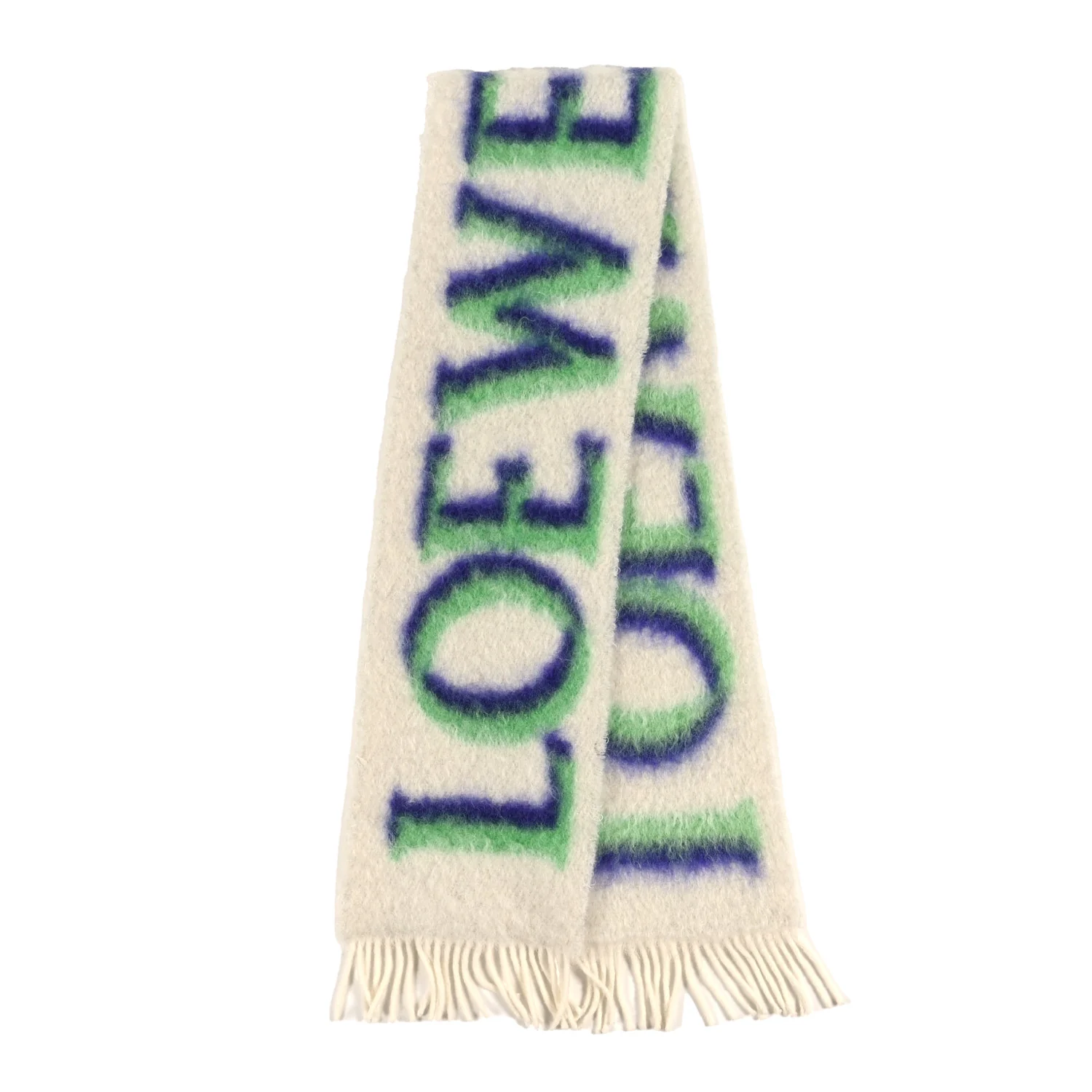 Mohair Wool Logo Scarf White Multicolor - Image 2