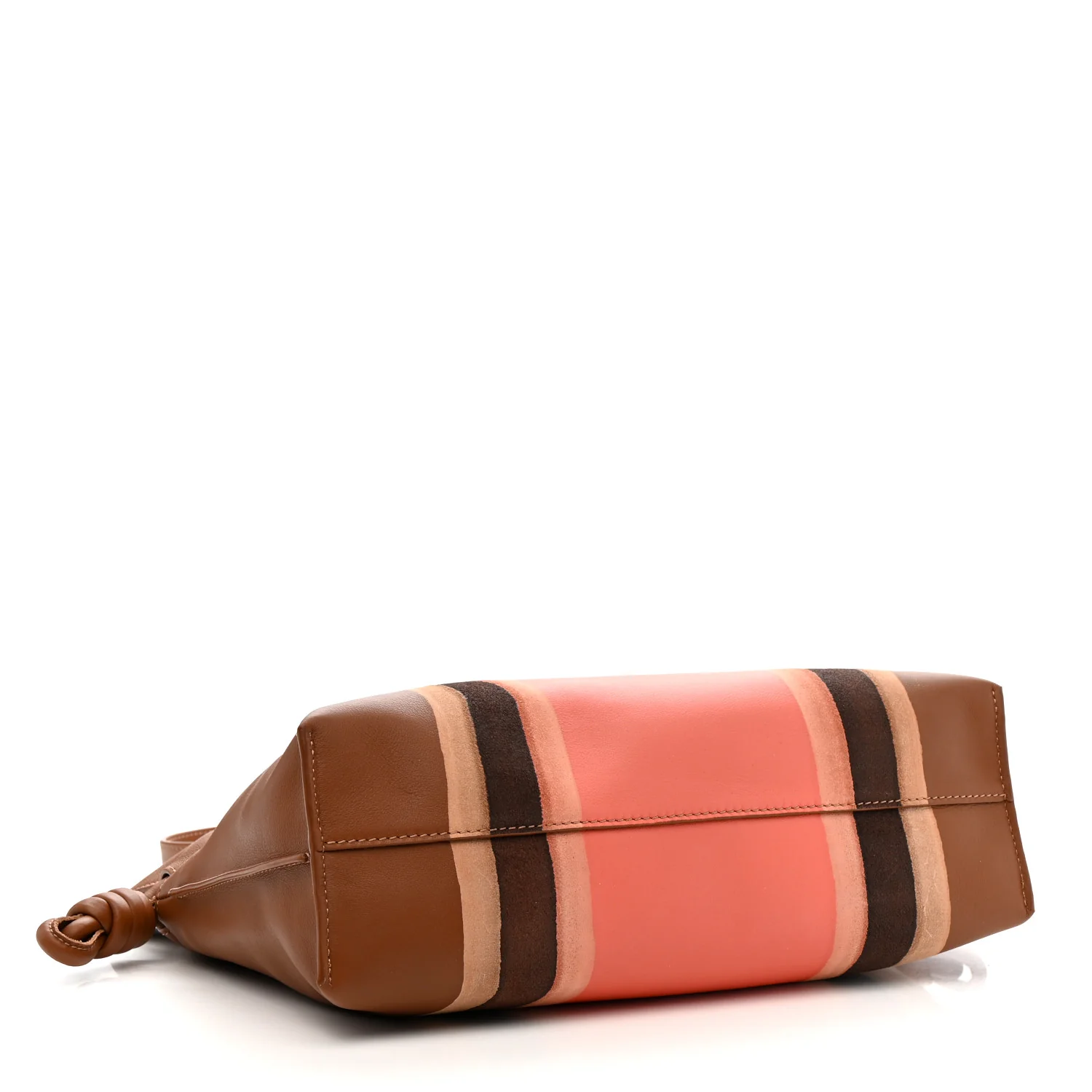 Nappa Calfskin Suede Medium Flamenco Landscape Knot Clutch Pecan Parrot Pink - Image 4
