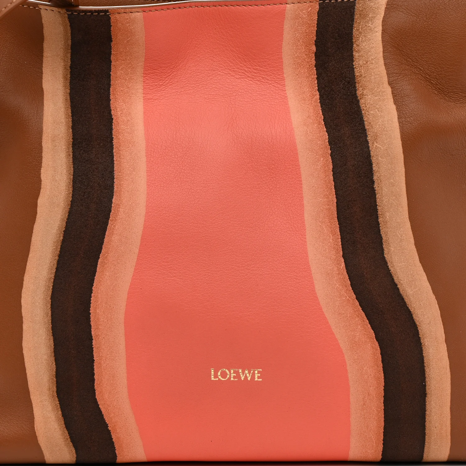Nappa Calfskin Suede Medium Flamenco Landscape Knot Clutch Pecan Parrot Pink - Image 8