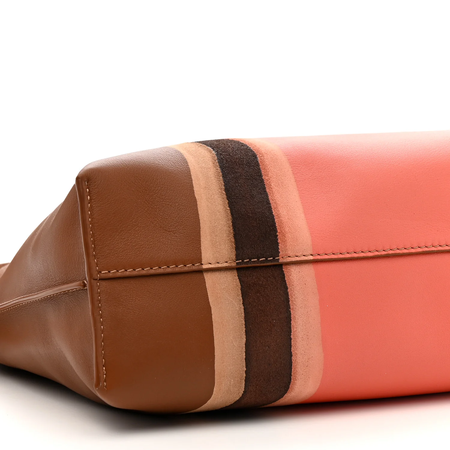 Nappa Calfskin Suede Medium Flamenco Landscape Knot Clutch Pecan Parrot Pink - Image 9