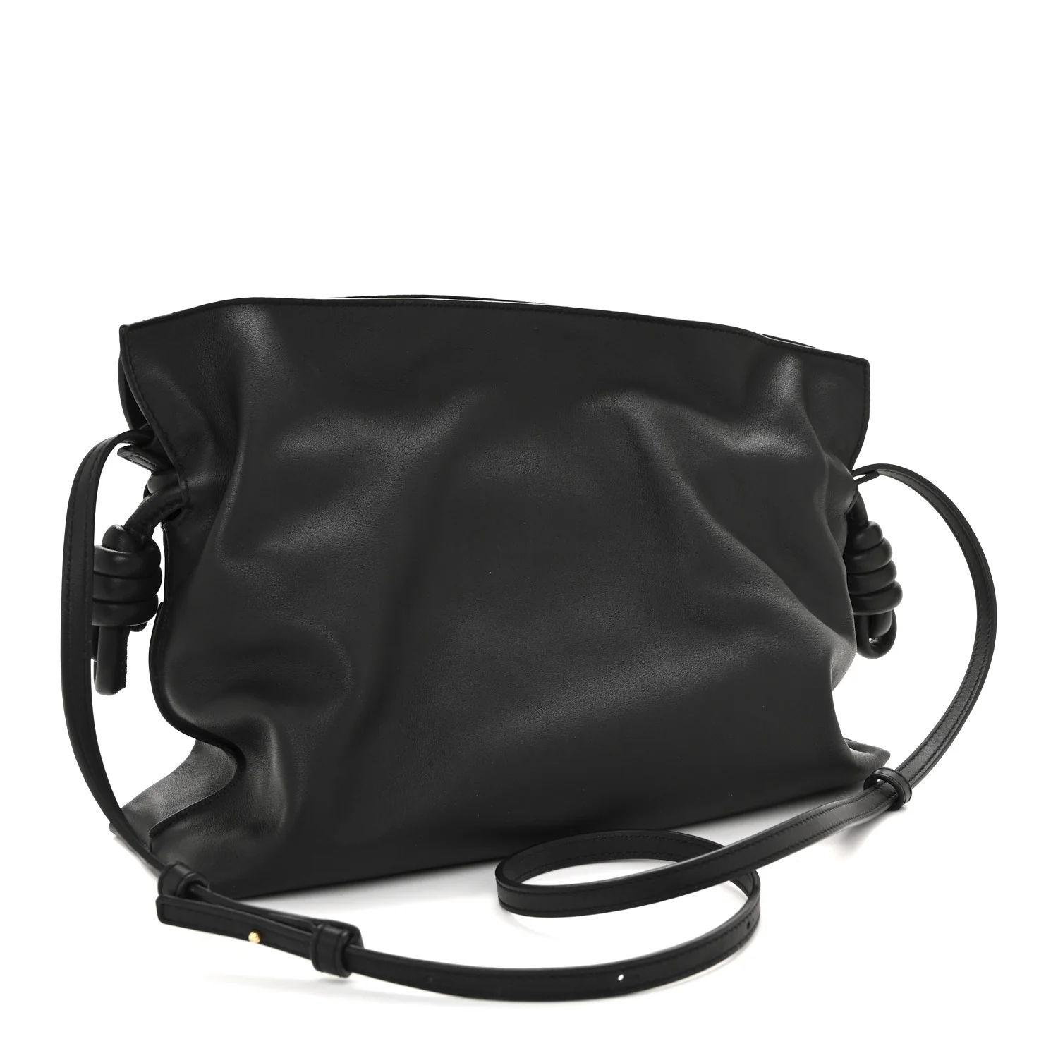 Nappa Medium Flamenco Knot Bag Black - Image 3