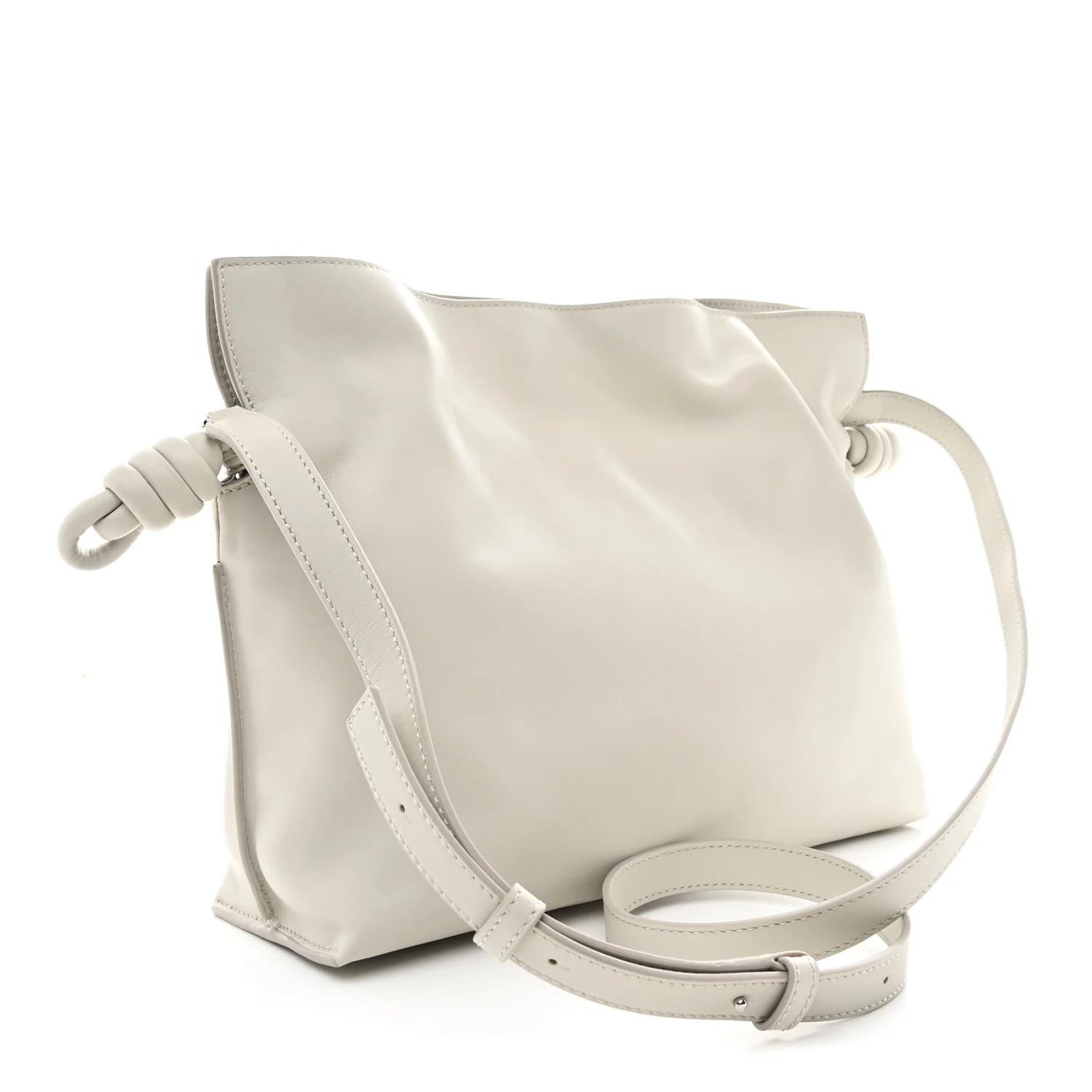 Nappa Medium Flamenco Knot Clutch Pale Grey Light Citrine - Image 3