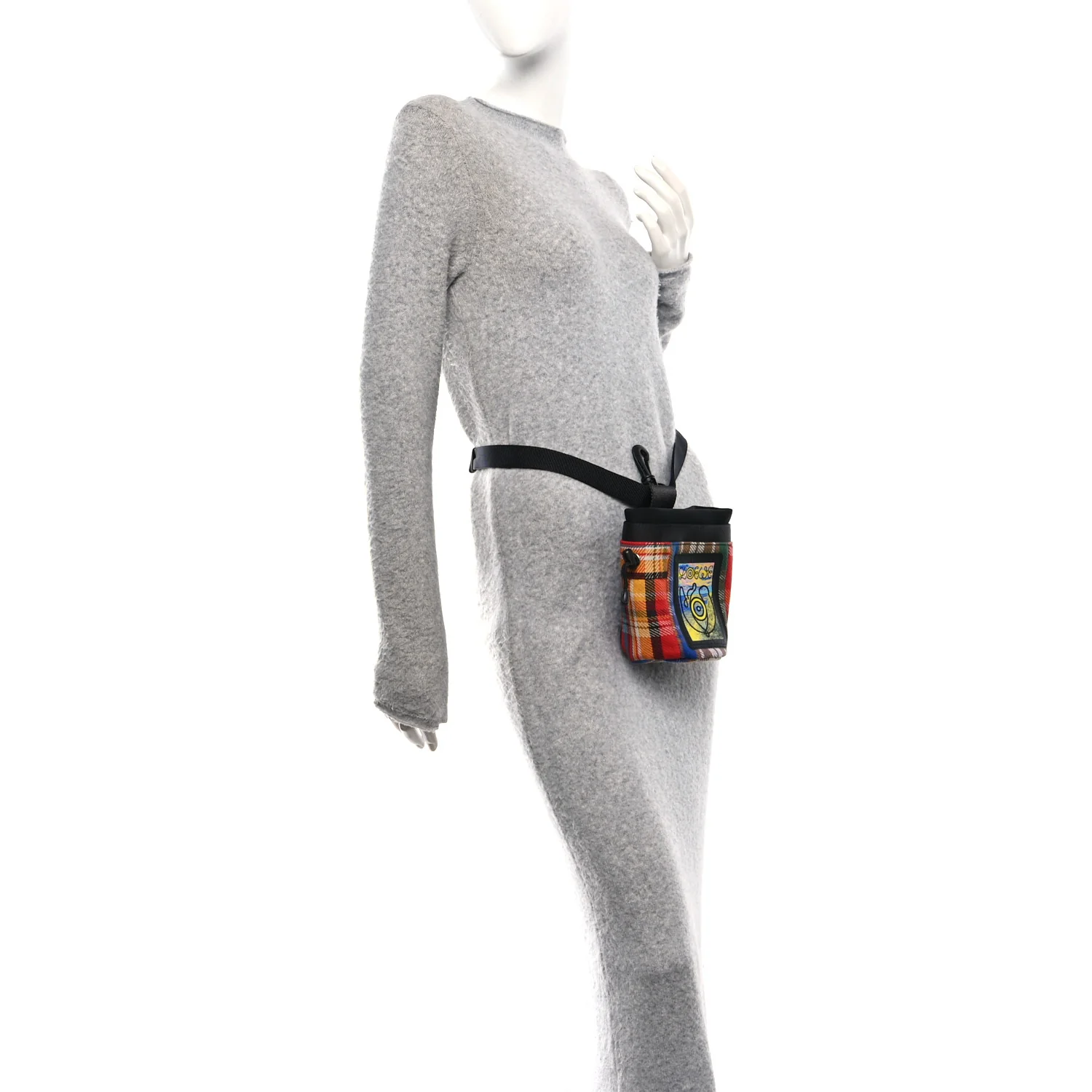 Neoprene Wool Tartan Eye/LOEWE/Nature Chalk Drawstring Bag Multicolor - Image 2