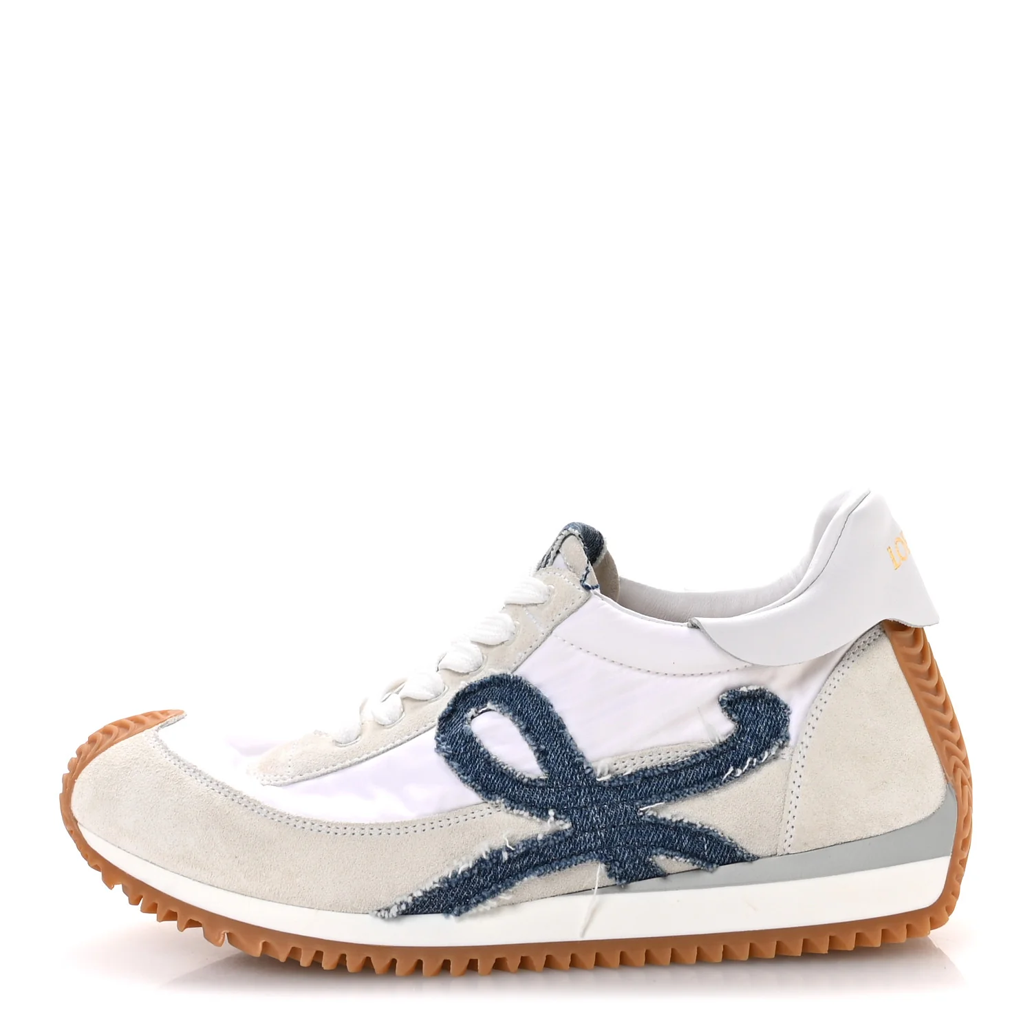 Nylon Suede Denim Flow Retro Runner Sneakers 38 White
