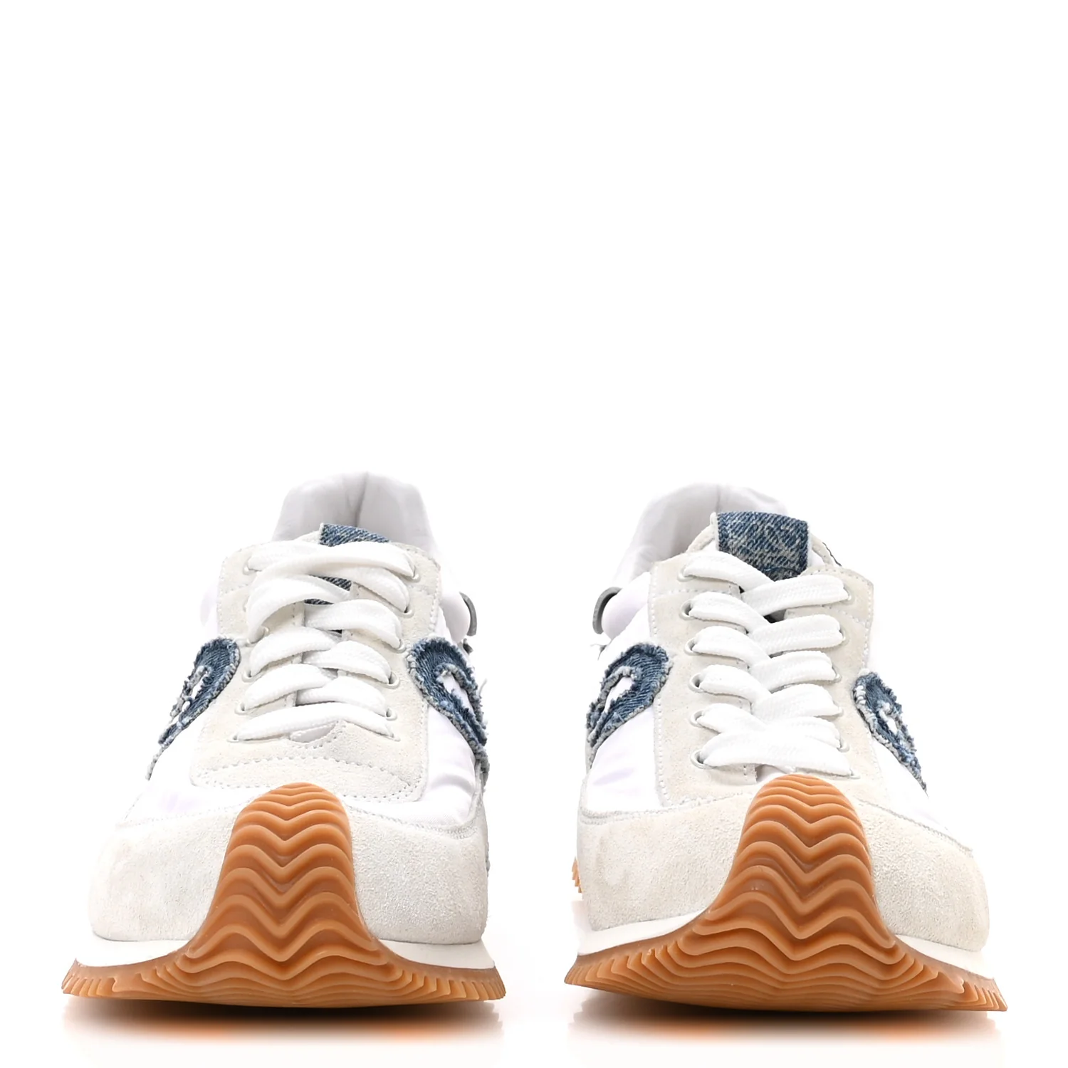 Nylon Suede Denim Flow Retro Runner Sneakers 38 White - Image 3