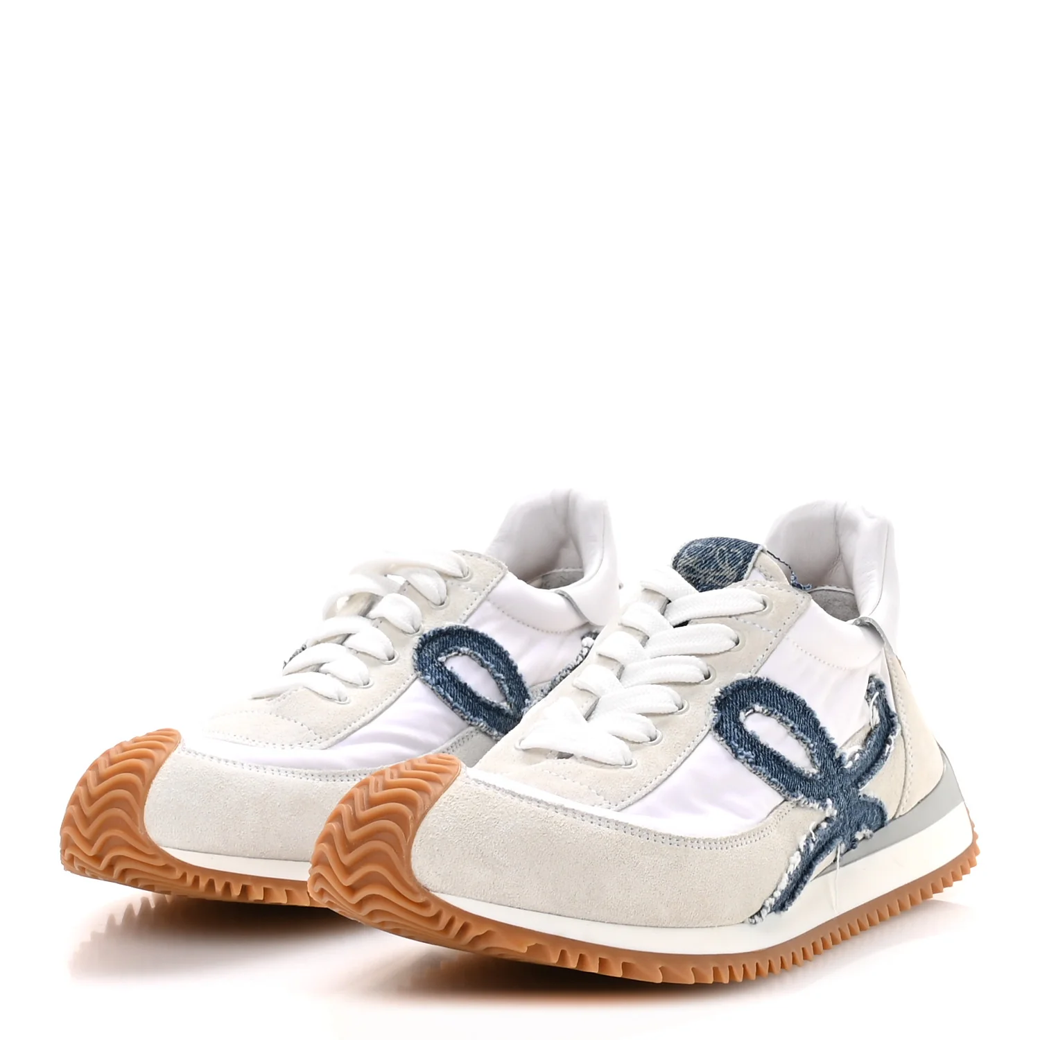 Nylon Suede Denim Flow Retro Runner Sneakers 38 White - Image 4