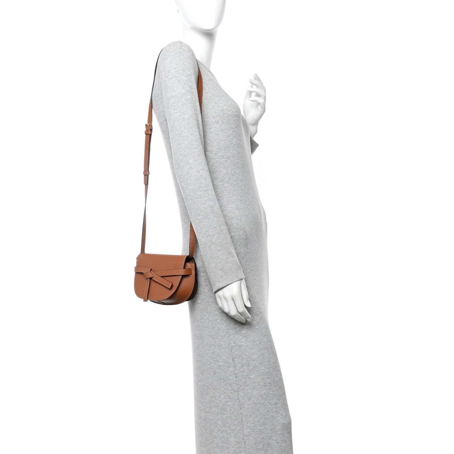 Pebble Grain Calfskin Mini Gate Dual Bag Tan - Image 2