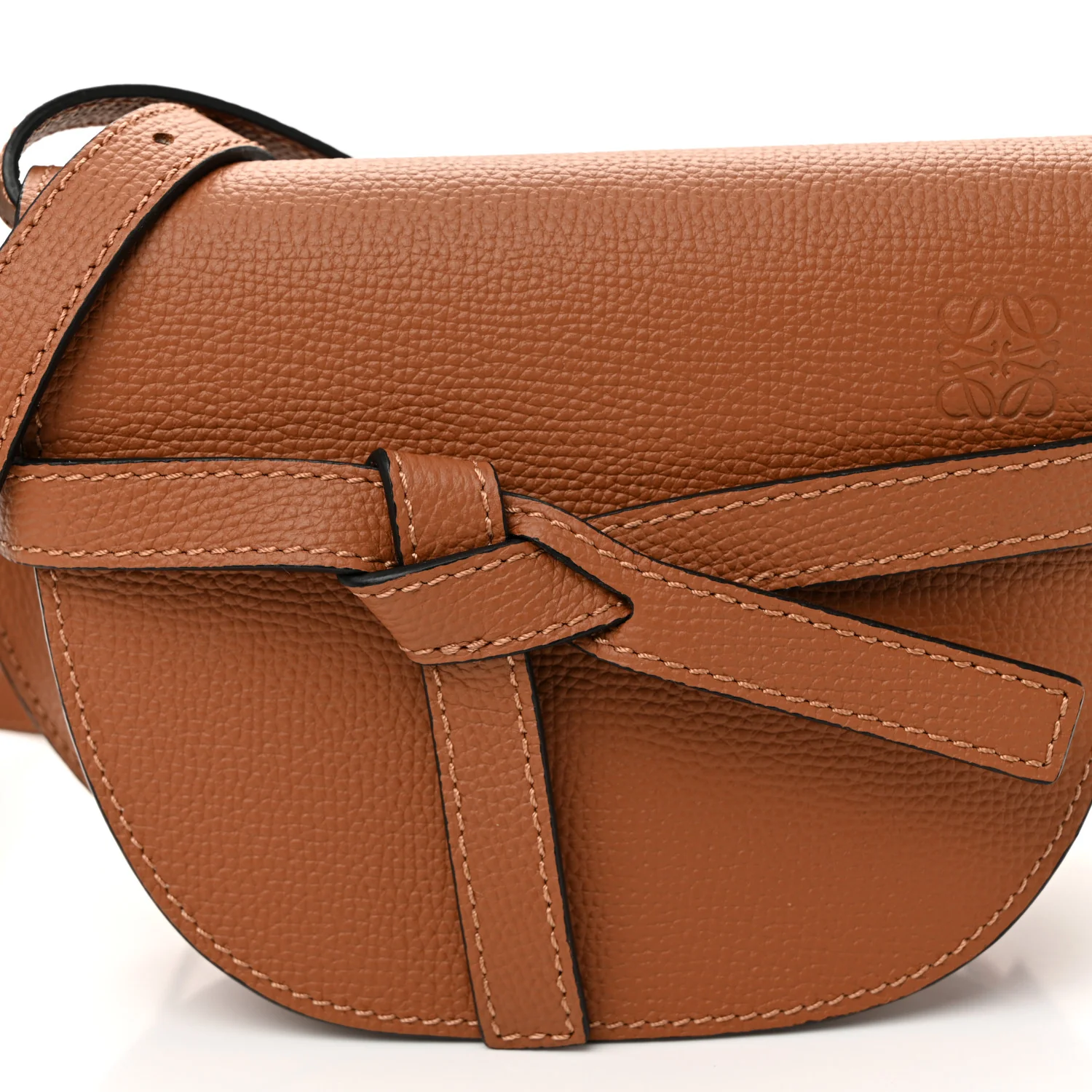 Pebble Grain Calfskin Mini Gate Dual Bag Tan - Image 8