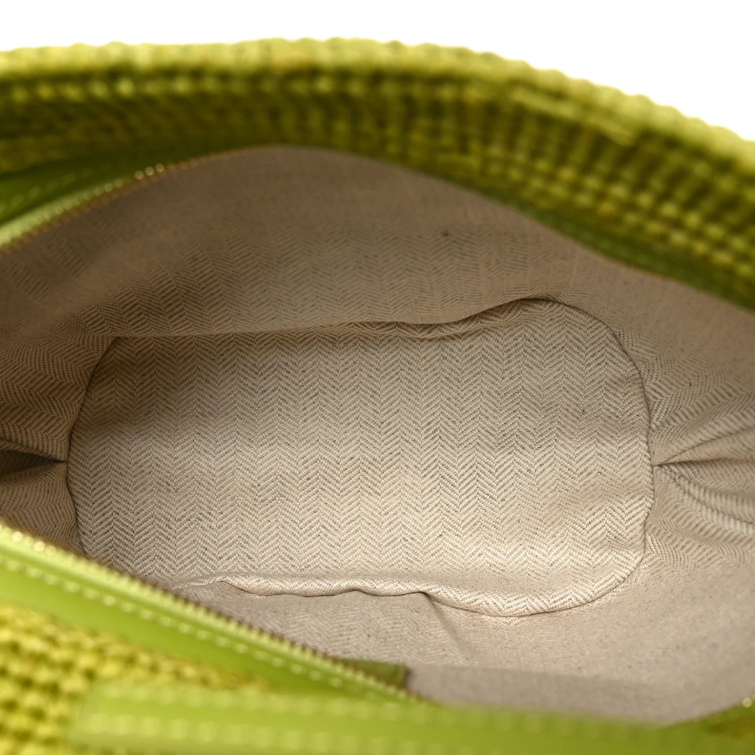 Raffia Calfskin Slit Pochette Bag Green - Image 5