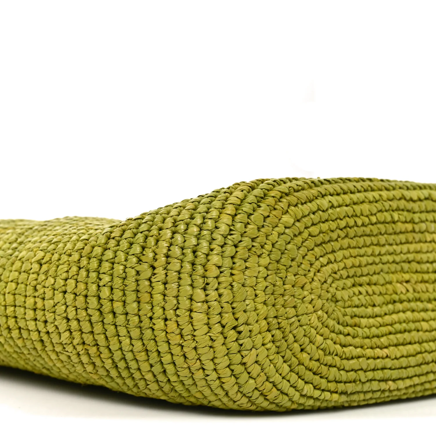 Raffia Calfskin Slit Pochette Bag Green - Image 8