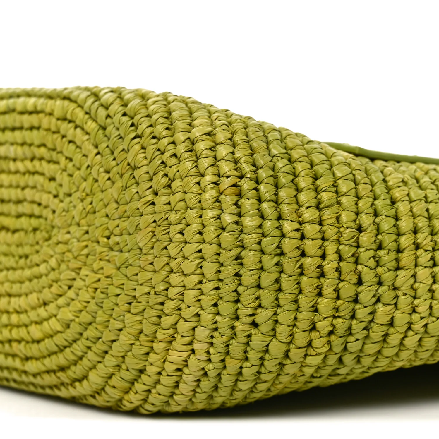 Raffia Calfskin Slit Pochette Bag Green - Image 9