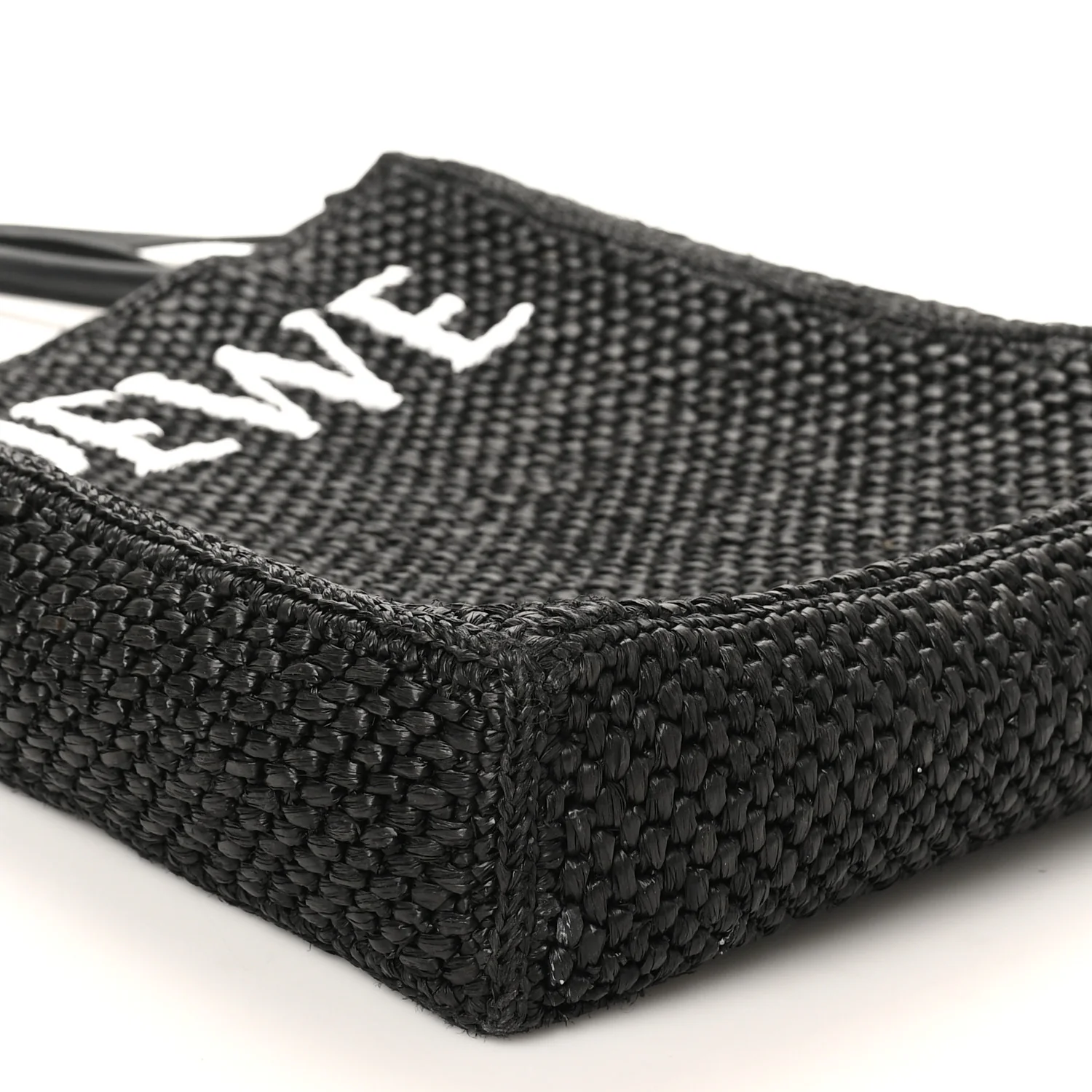 Raffia Calfskin Standard A4 Tote Bag Black - Image 8
