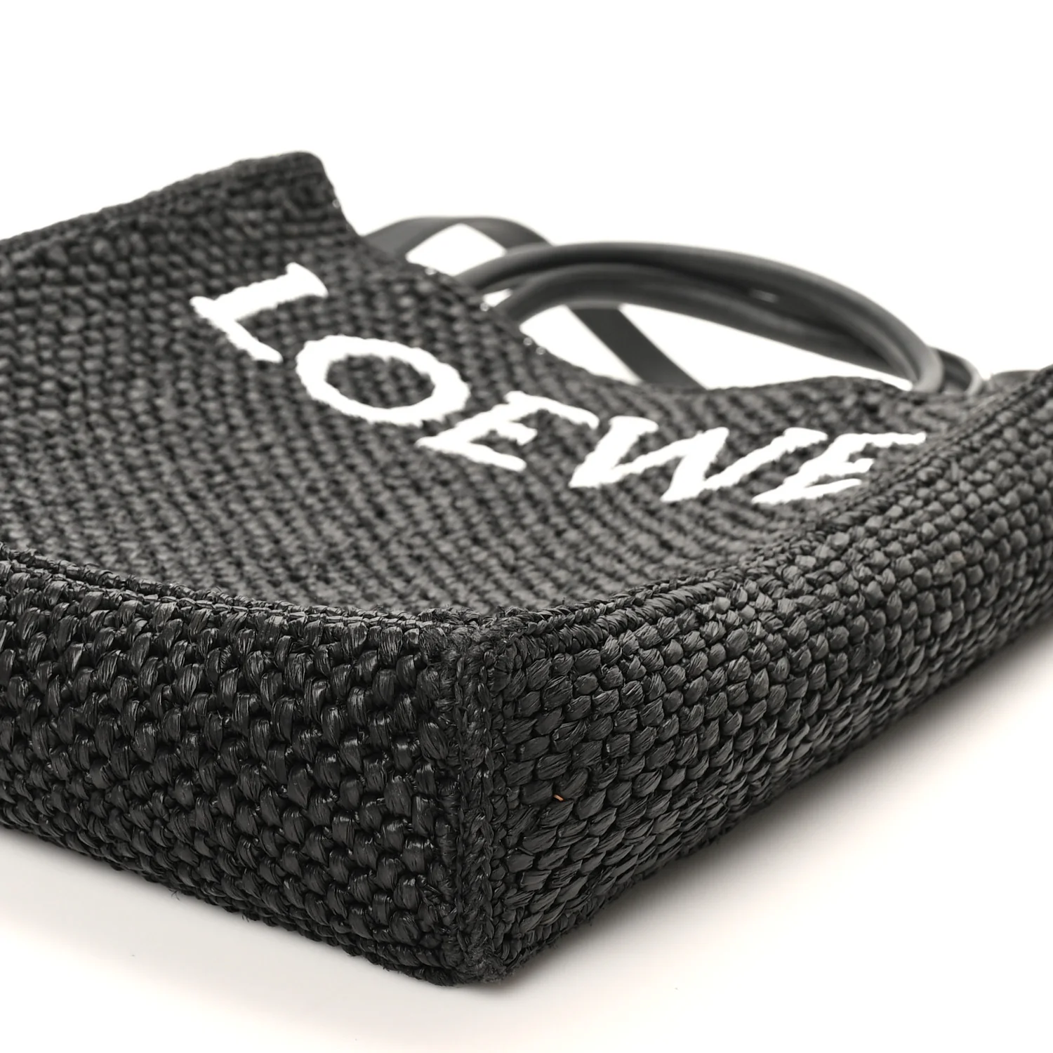 Raffia Calfskin Standard A4 Tote Bag Black - Image 9