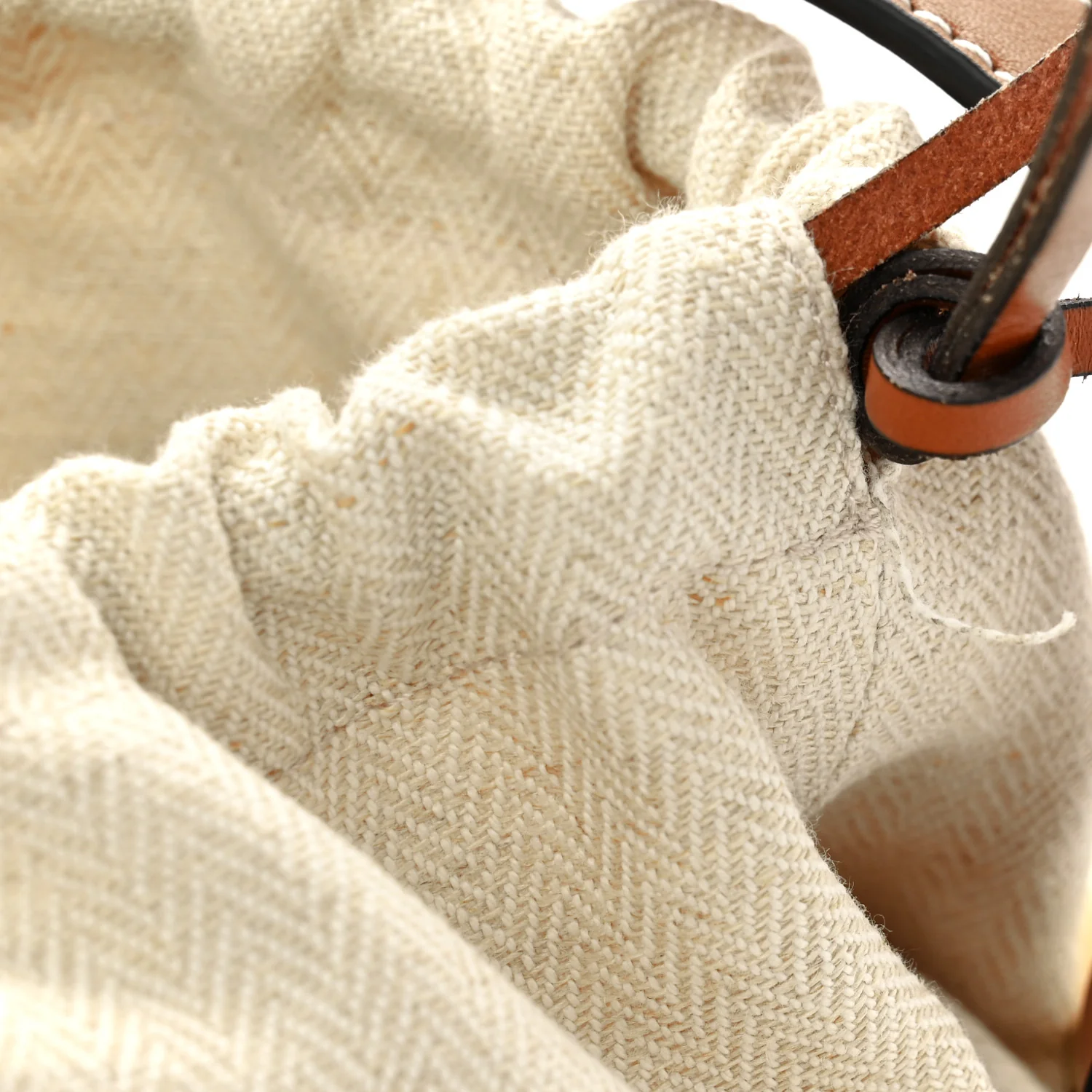 Raffia Drawstring Basket Tote Bag Natural Tan - Image 10