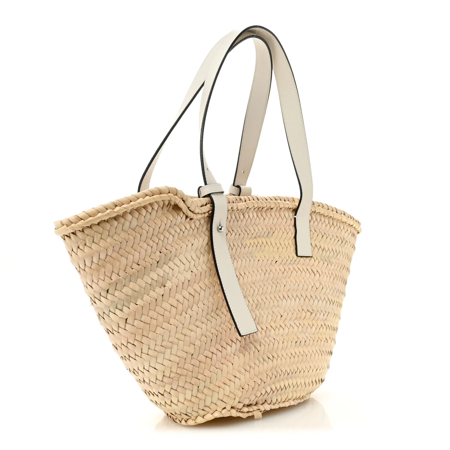 Raffia Medium Basket Tote Bag Natural White - Image 3