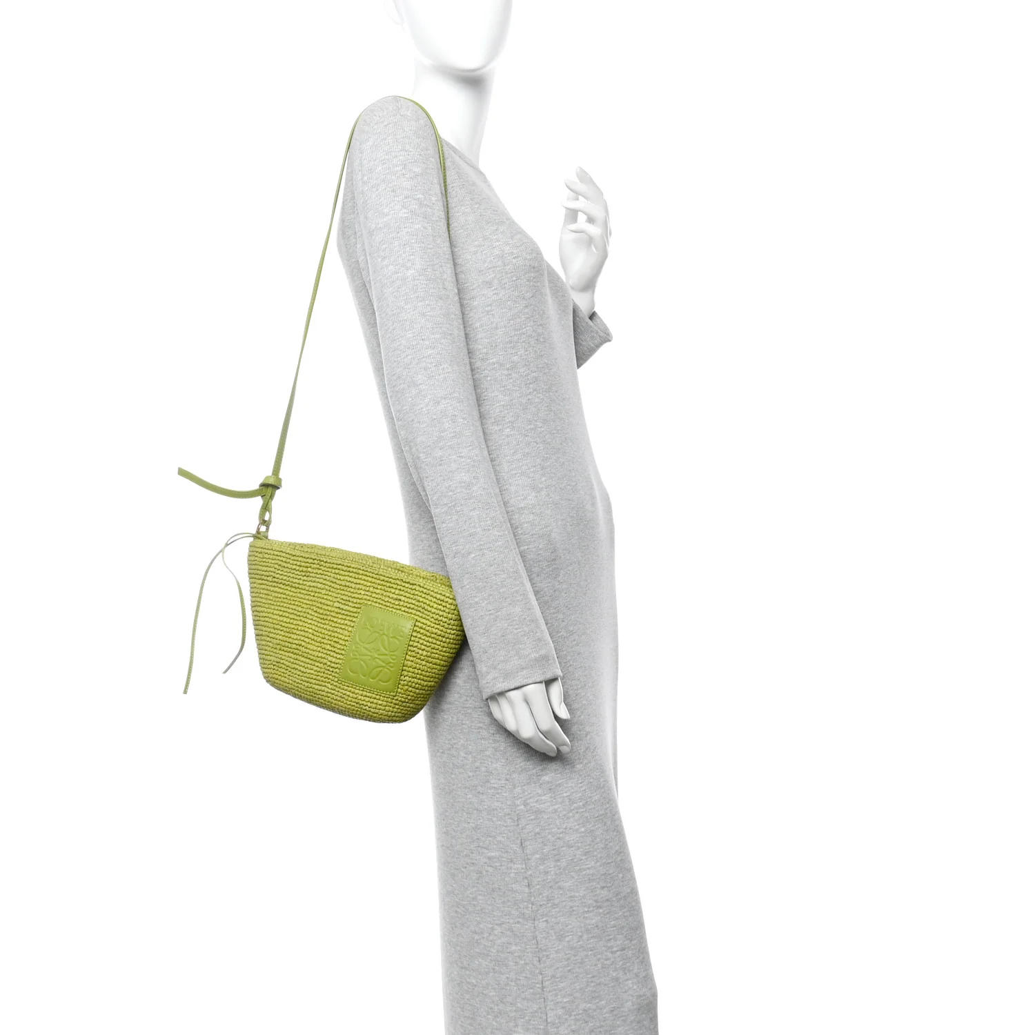 Raffia Mini Slit Tote Bag Meadow Green - Image 2