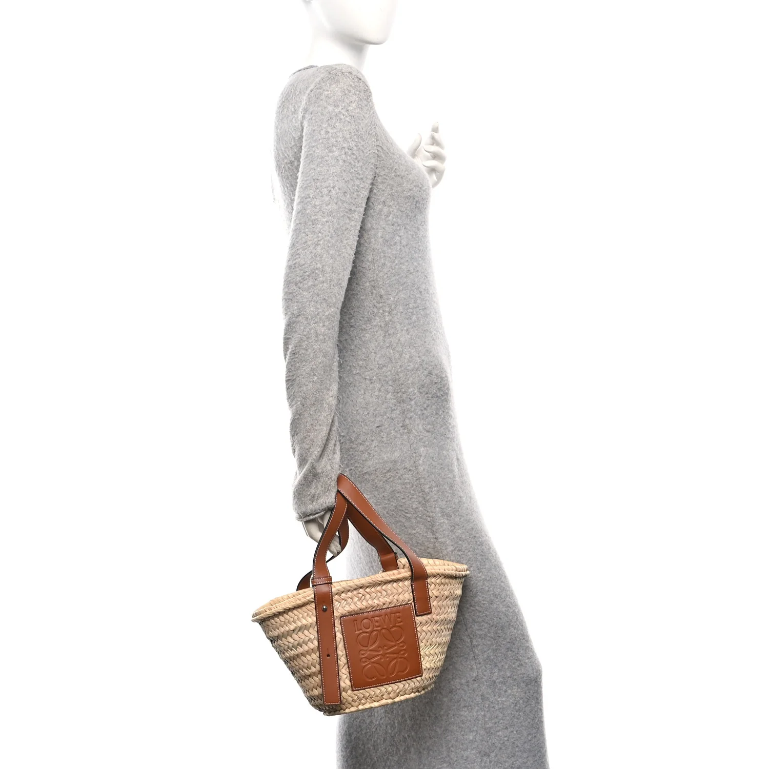 Raffia Small Basket Tote Bag Natural Tan - Image 2