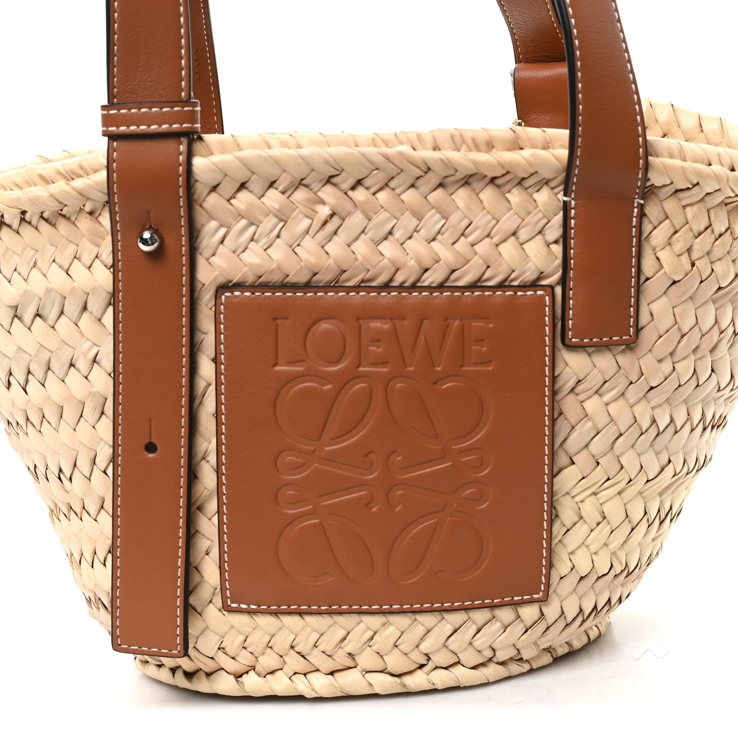 Raffia Small Basket Tote Bag Natural Tan - Image 7