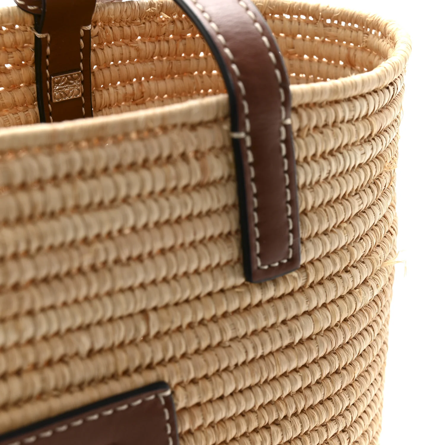 Raffia Small Square Basket Tote Bag Natural Tan - Image 11