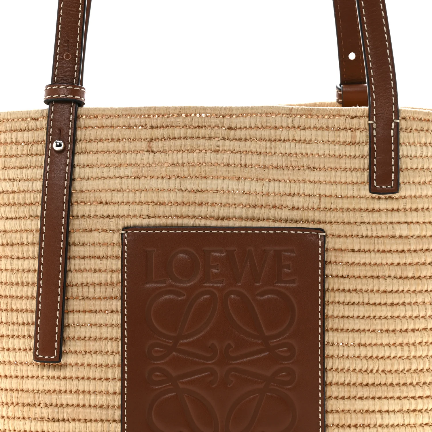 Raffia Small Square Basket Tote Bag Natural Tan - Image 8