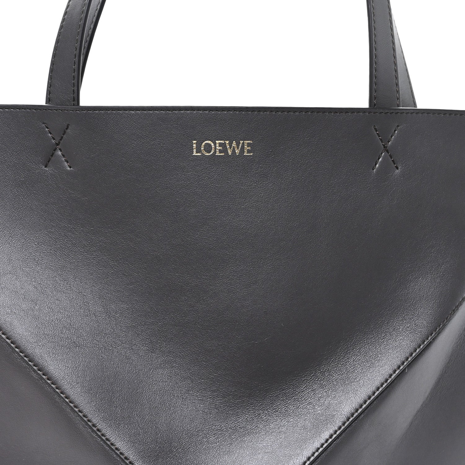 Shiny Calfskin Large Puzzle Fold Tote Dark Grey - Image 7