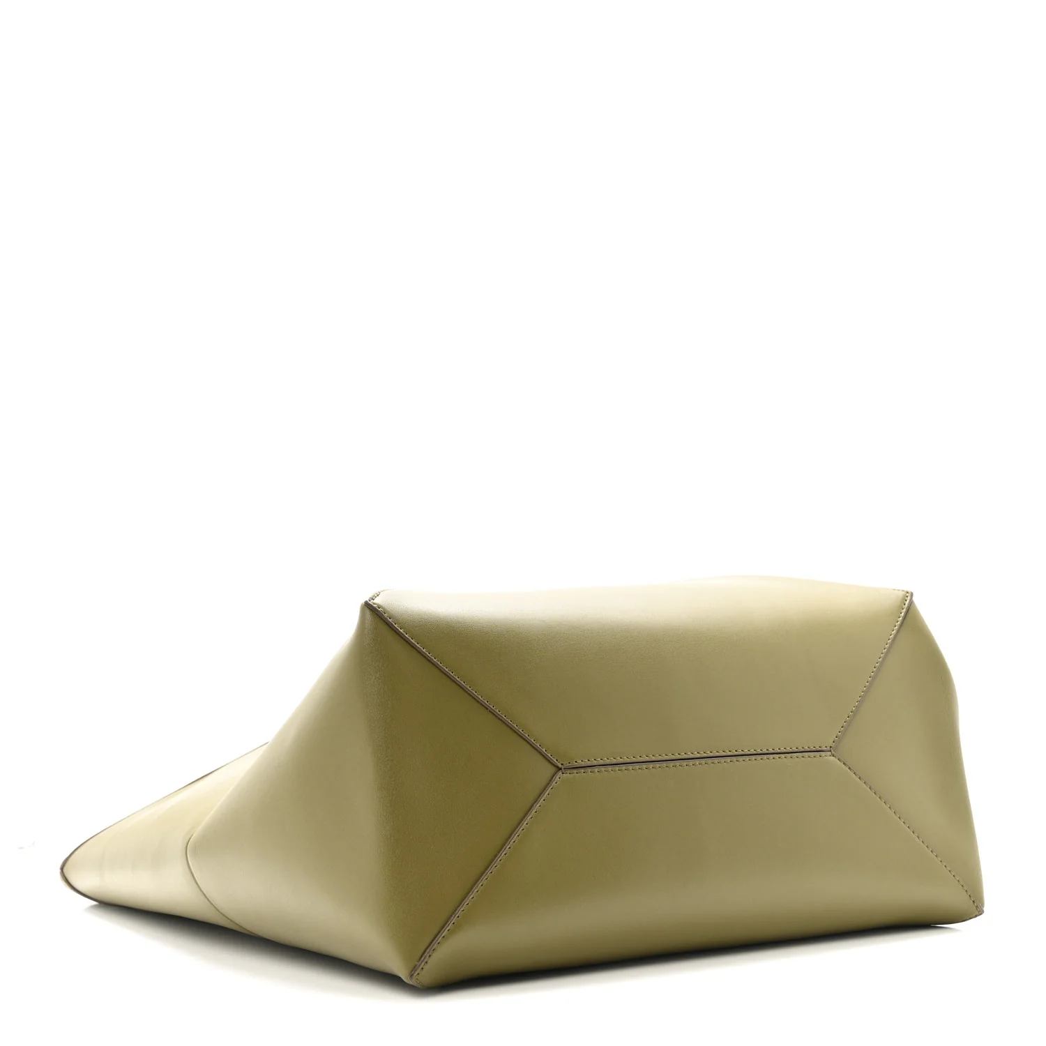 Shiny Calfskin Large Puzzle Fold Tote Dark Khaki Green - Image 4