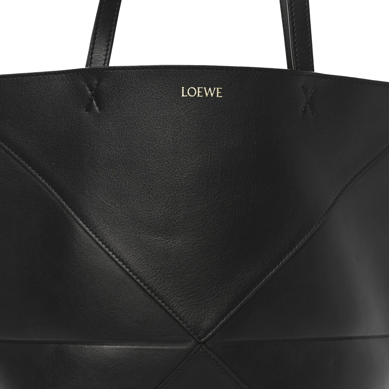 Shiny Calfskin Medium Puzzle Fold Tote Black - Image 7