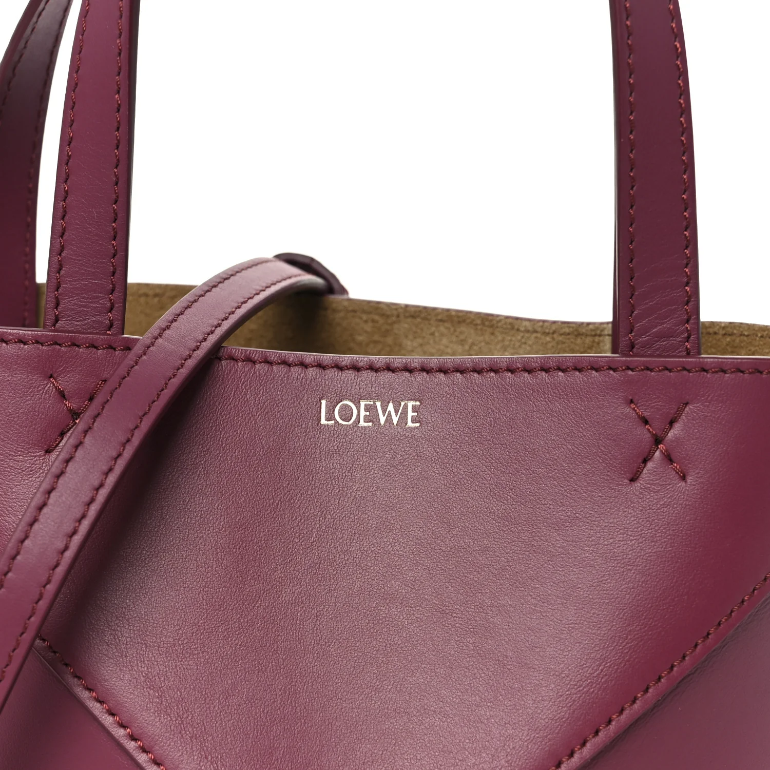 Shiny Calfskin Mini Puzzle Fold Tote Dark Burgundy - Image 7