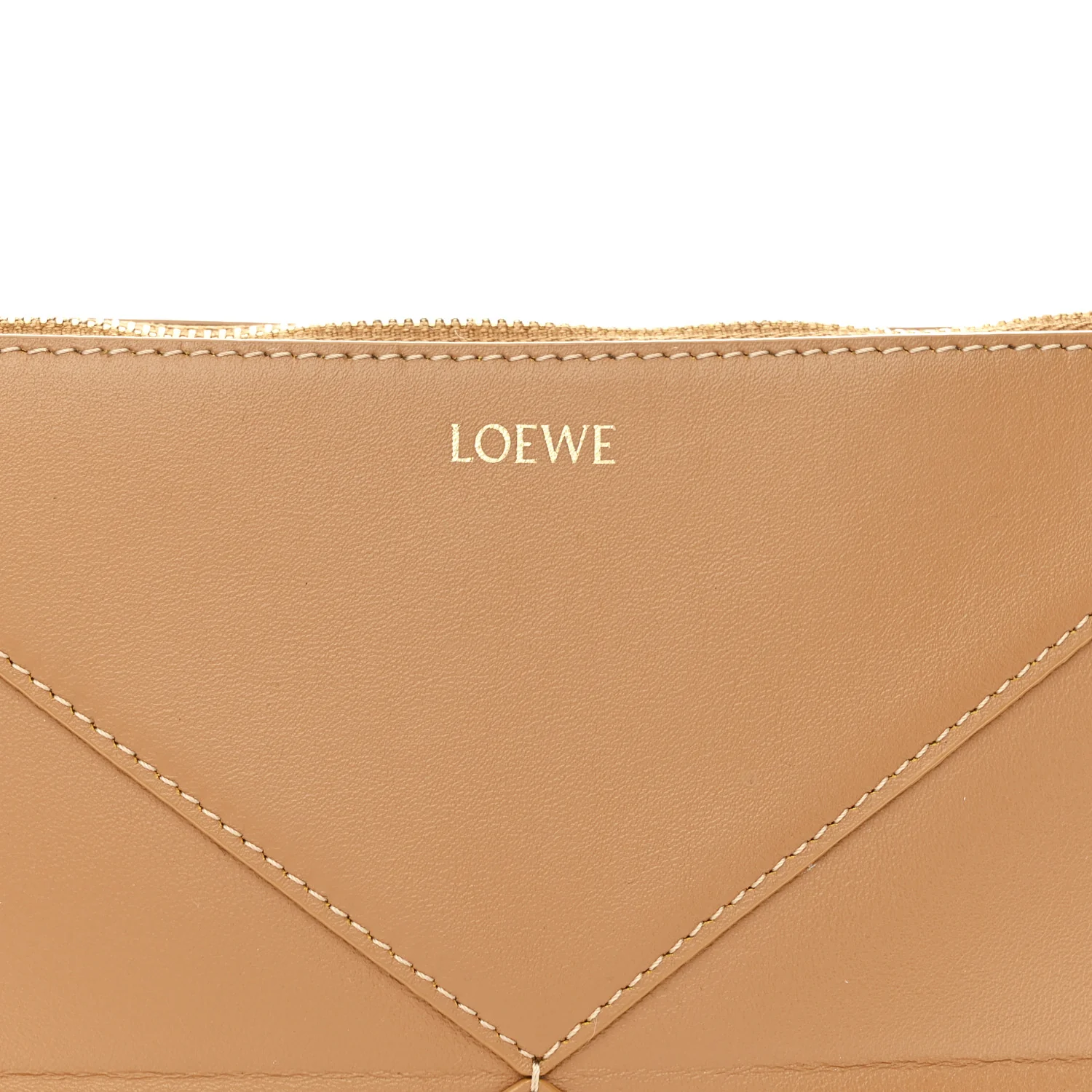 Shiny Calfskin Puzzle Fold Pouch Warm Desert - Image 7