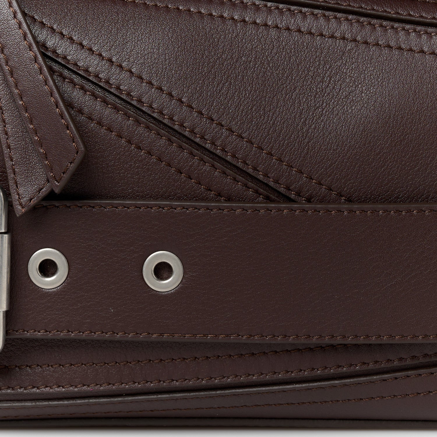 Shiny Calfskin Small Puzzle Biker Bag Dark Brown - Image 9