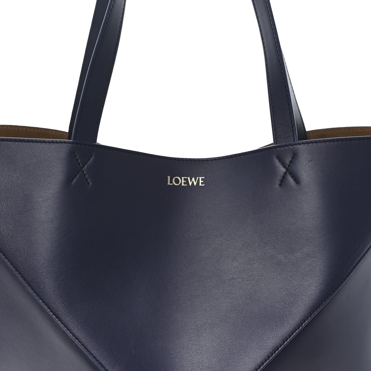 Shiny Calfskin XL Puzzle Fold Tote Abyss Blue - Image 7