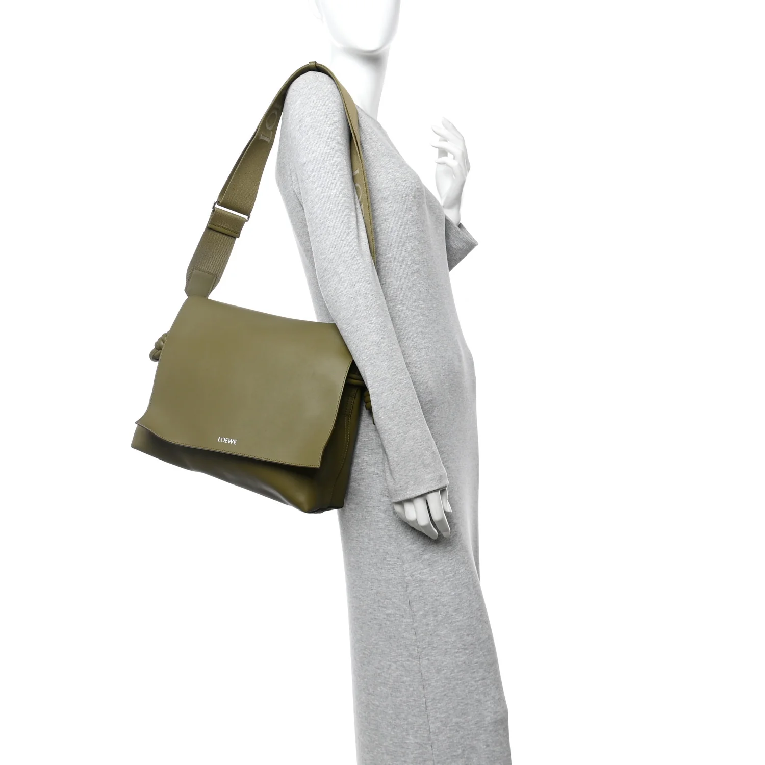 Shiny Supple Calfskin Flamenco Satchel Olive - Image 2