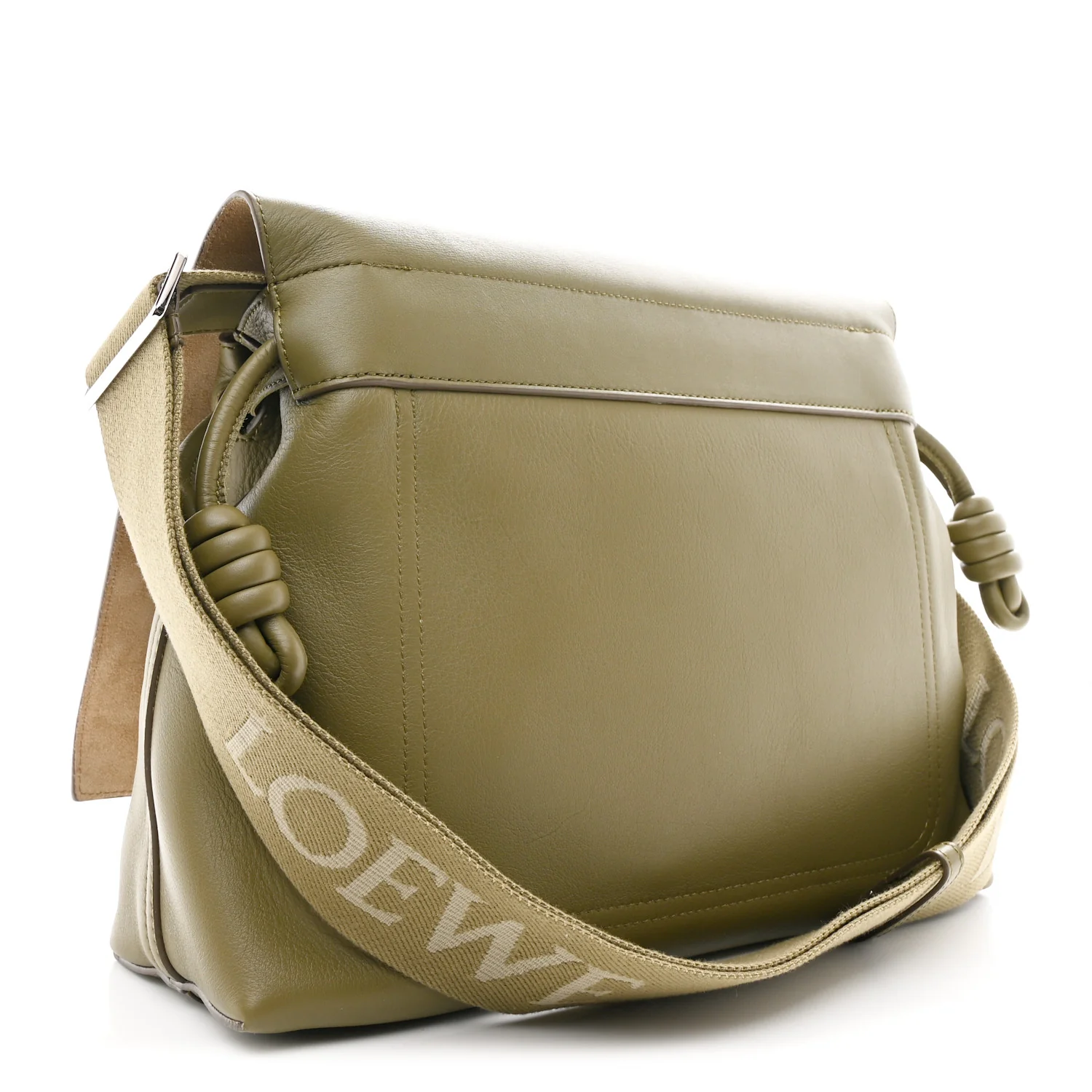 Shiny Supple Calfskin Flamenco Satchel Olive - Image 3